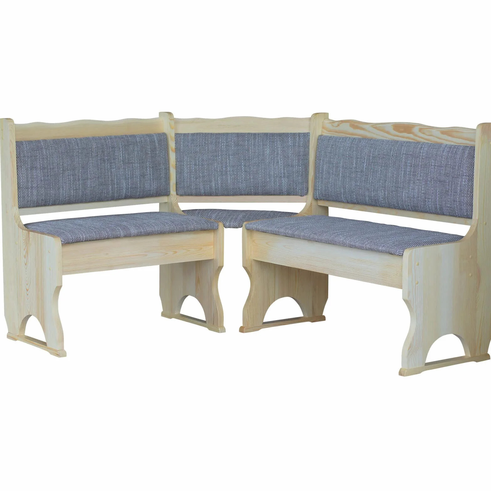 Banc d'angle en pin laqué avec rembourrage en bois massif beige 140 x 200 cm
