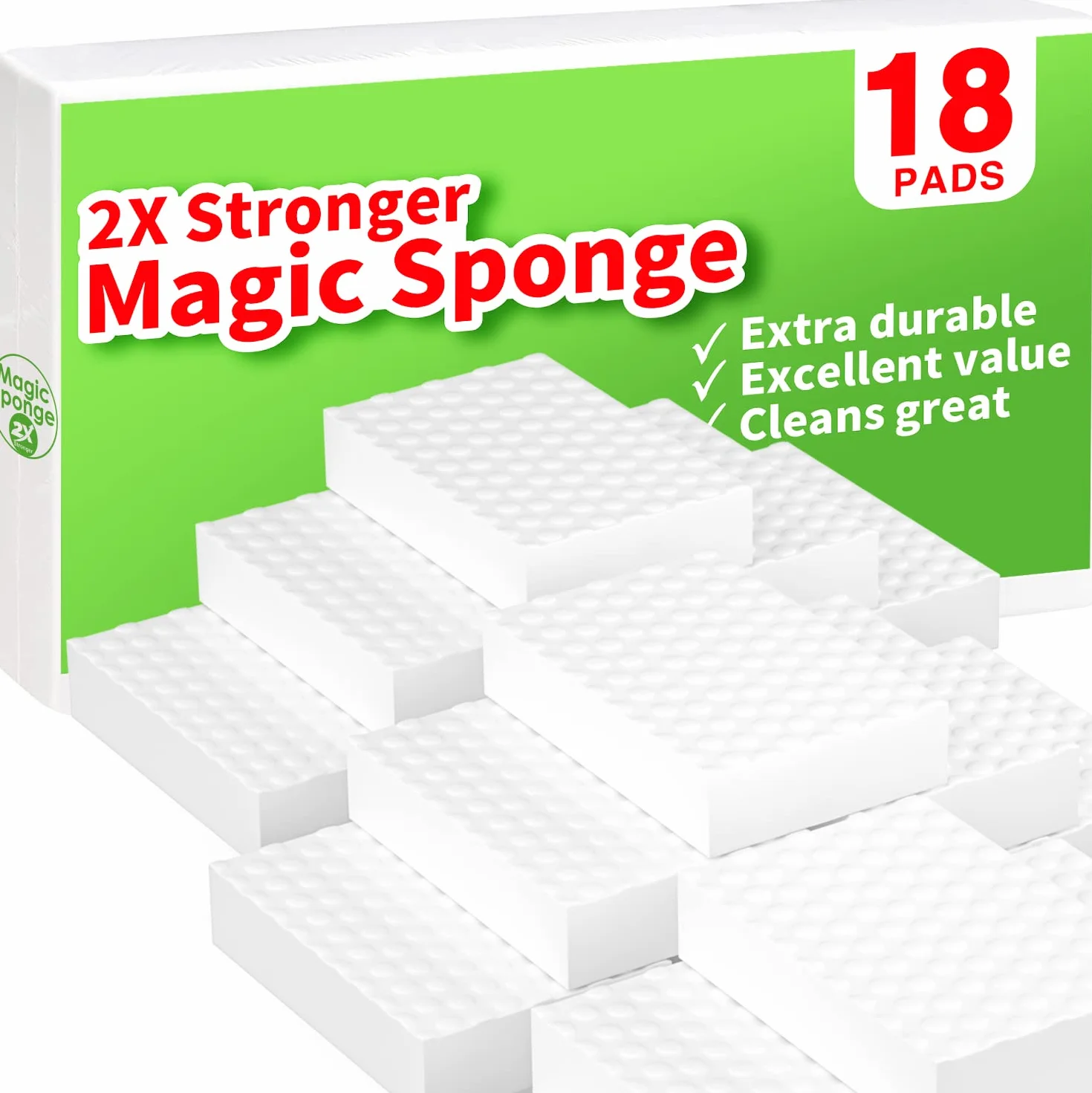 Éponges Magiques Extra Durables Puissance Nettoyage 2X Plus Forte Toutes Surfaces