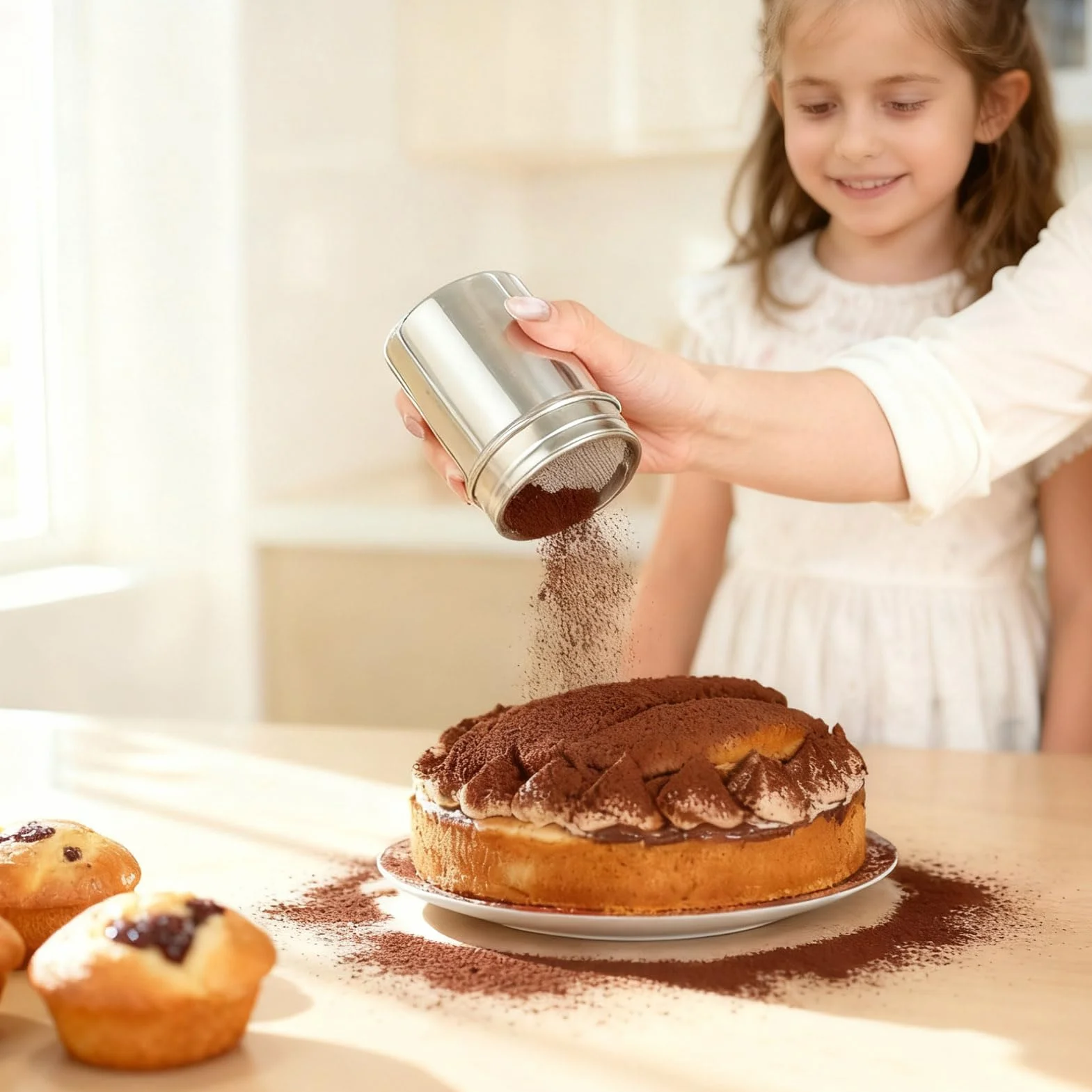 Saupoudreuse à Sucre Glace en Acier Inoxydable pour Café Boulangerie Restaurant