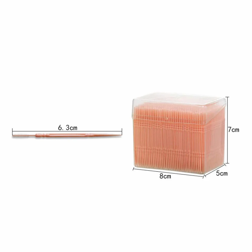 Lot de 1100 cure-dents jetables en plastique avec étui transparent - Brosse interdentaire souple double tête vert