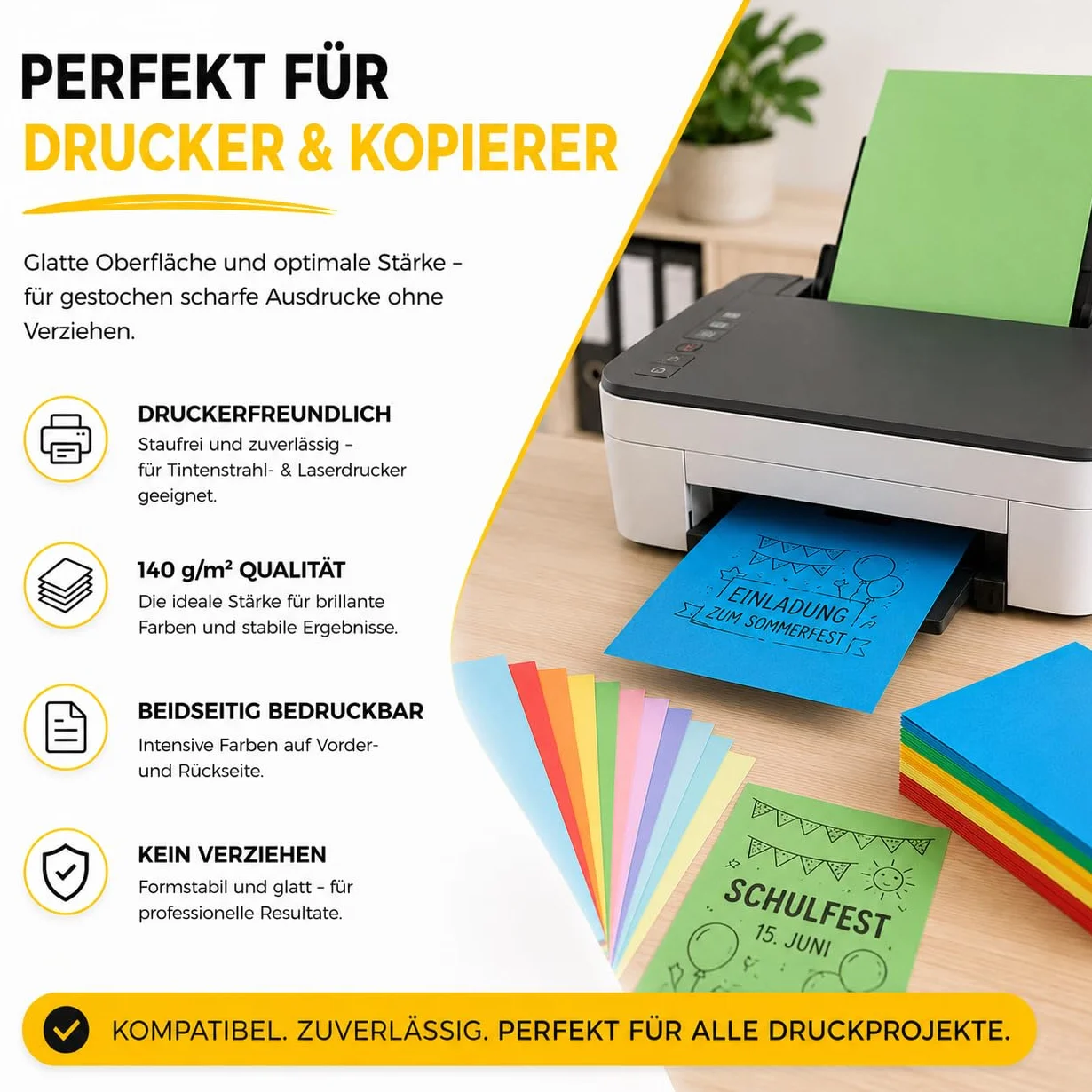Papier kraft et carton de couleurs assorties 140 g/m² 100 feuilles pour imprimantes et loisirs créatifs