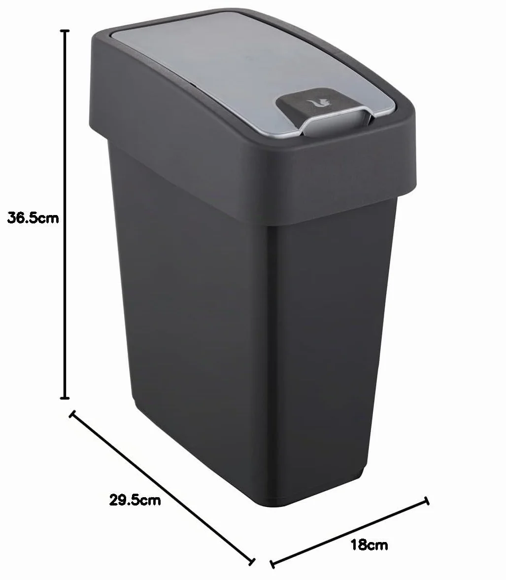 Keeeper Poubelle avec Couvercle Rabattable Soft Touch 10 L 29.5x18x36.5 cm Gris Graphite