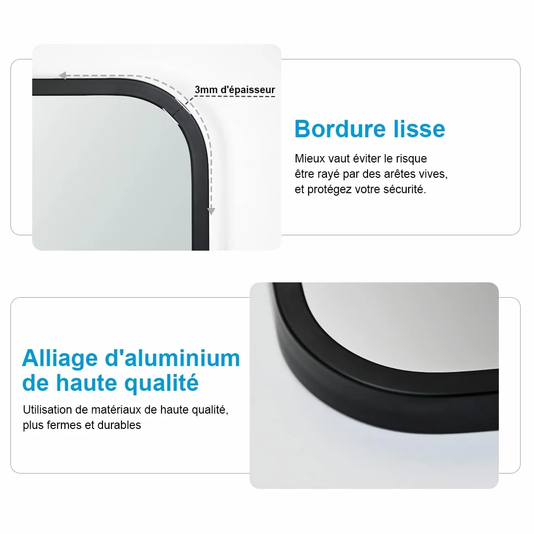 Miroir sur Pied 120 x 37 cm, Miroir Mural Rectangulaire avec Cadre Noir