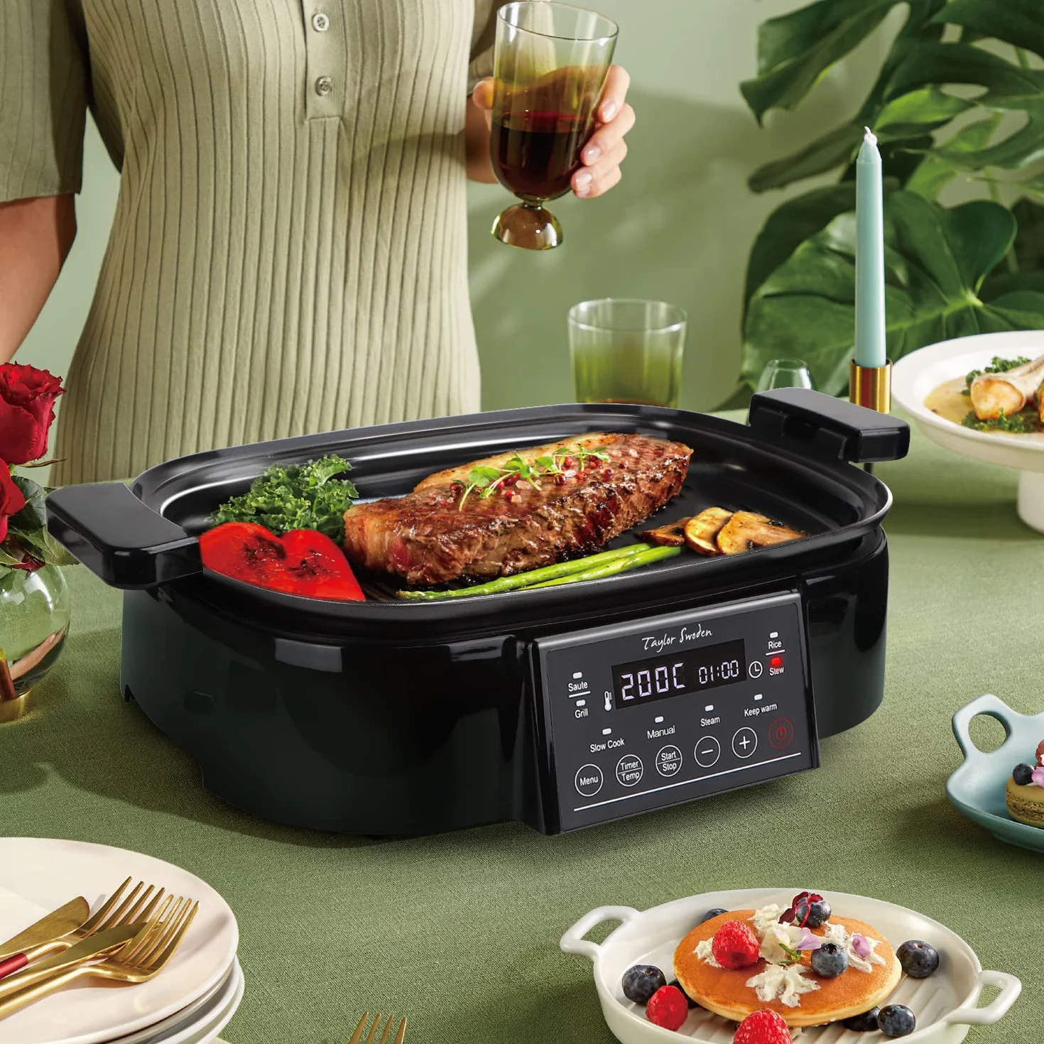 Taylor Swoden Arthur Cuiseur vapeur électrique 6L 1250W Programmable 3 Paniers empilables Sans BPA
