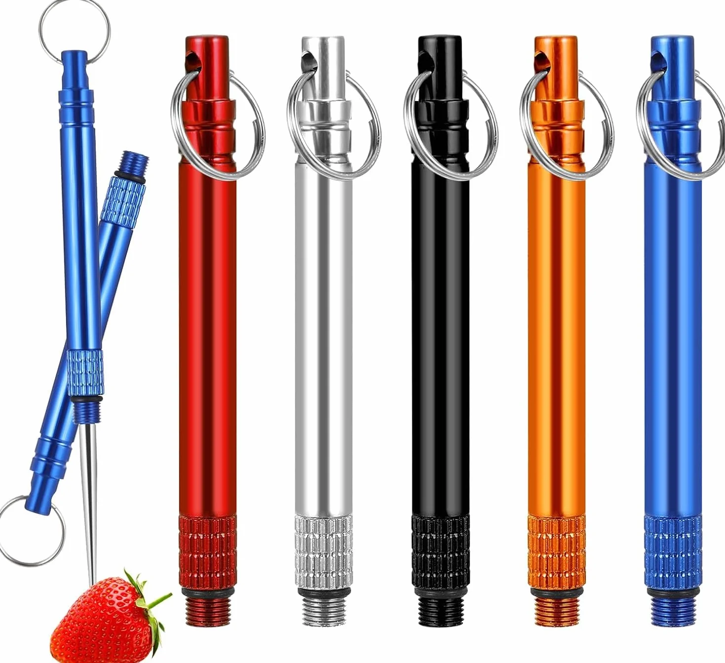 Cure Dent Metal 5 Piques à Fruits En Métal Acier Inoxydable Titane Support Protection Pique-Nique Camping Voyage