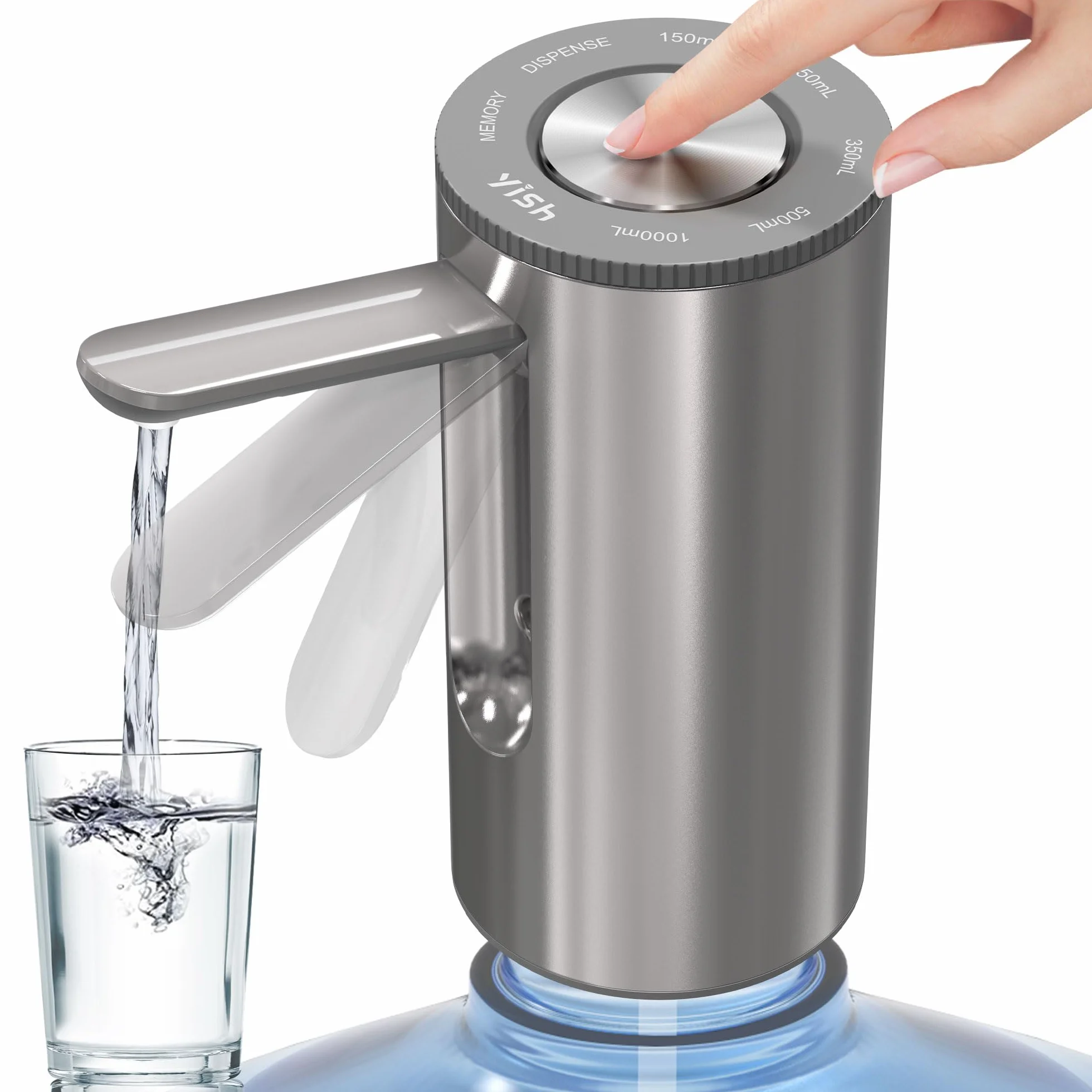 YISH Pompe Distributeur Eau Portable Rechargeable USB 3.8-18.9L Bouteille Maison Camping Bureau