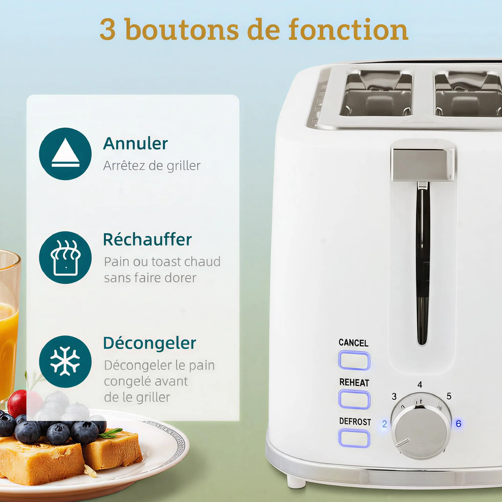 HOMCOM Bouilloire et Grille-Pain Acier 2200W 1,7L Thermostat Otter Filtre Anti-Calcaire 2 Fentes 7 Réglages Brunissage Blanc
