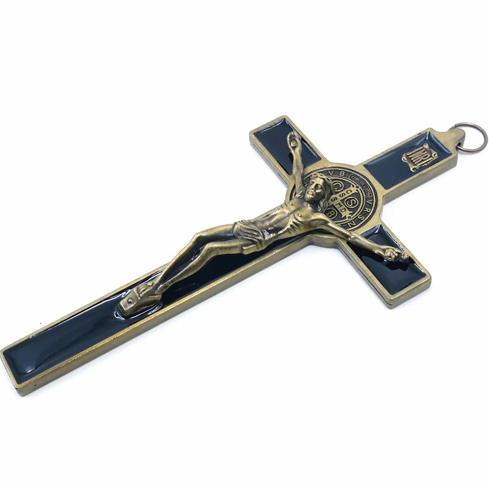 CENPEK Crucifix Jésus Christ Croix Statue Figurine Bronze antique pour Voiture Maison Chapelle
