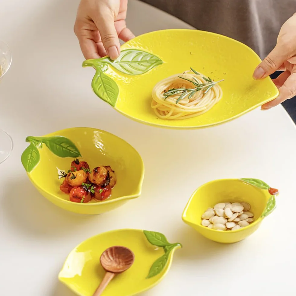 Repose-cuillère en céramique en forme de citron pour comptoir de cuisine