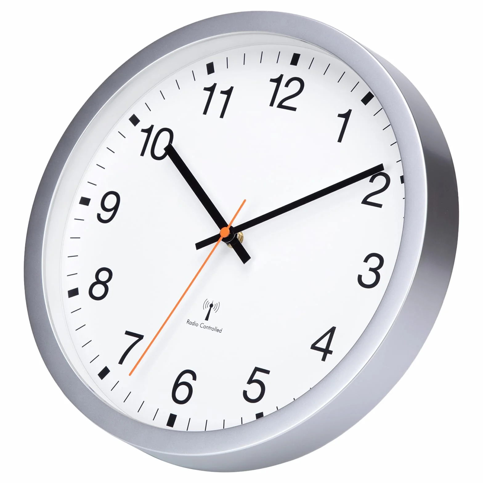 VIVILINEN Horloge Murale Radio Pilotée Silencieuse 30cm Design Moderne Argent