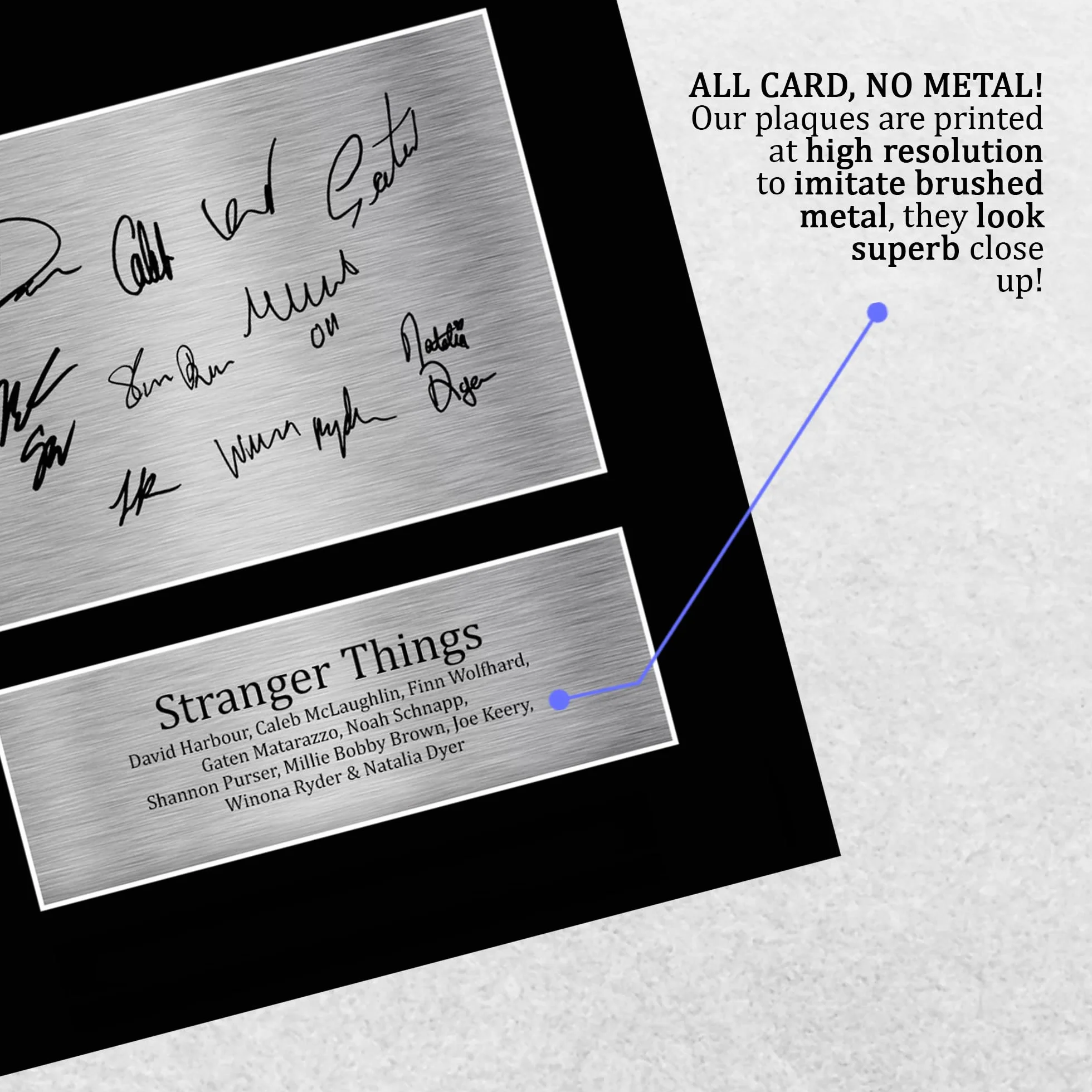 Strange Hawkins Thing Cast Millie Bobby Brown Imprimé Signé Photo A4