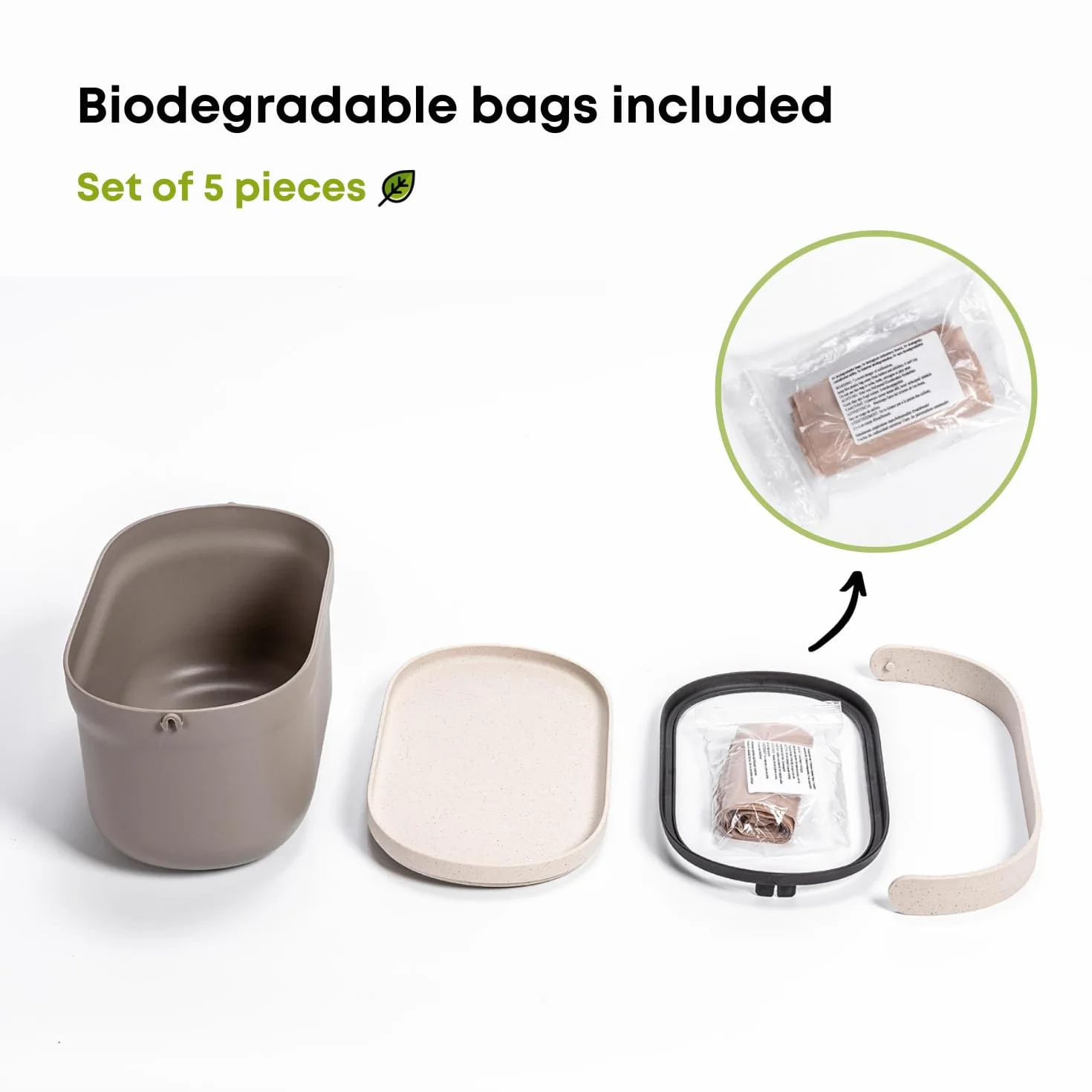 Urbalive Design Poubelle à Compost de Cuisine 4 L - Composteur avec Couvercle et Poignée Anti Odeur