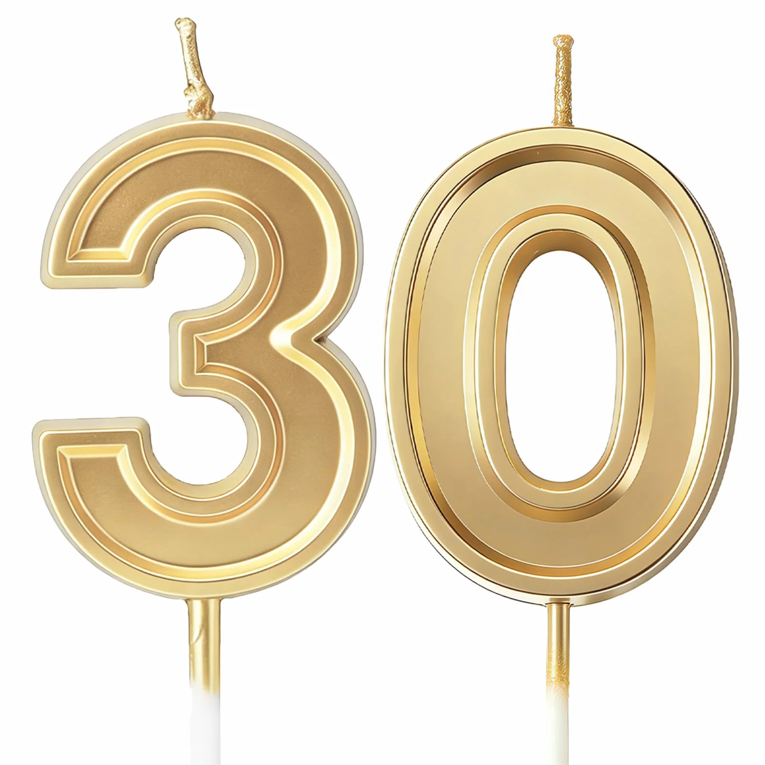 Bougies Numéro Dorées 30 Anniversaire Mariage Cérémonie (5cm, Or)