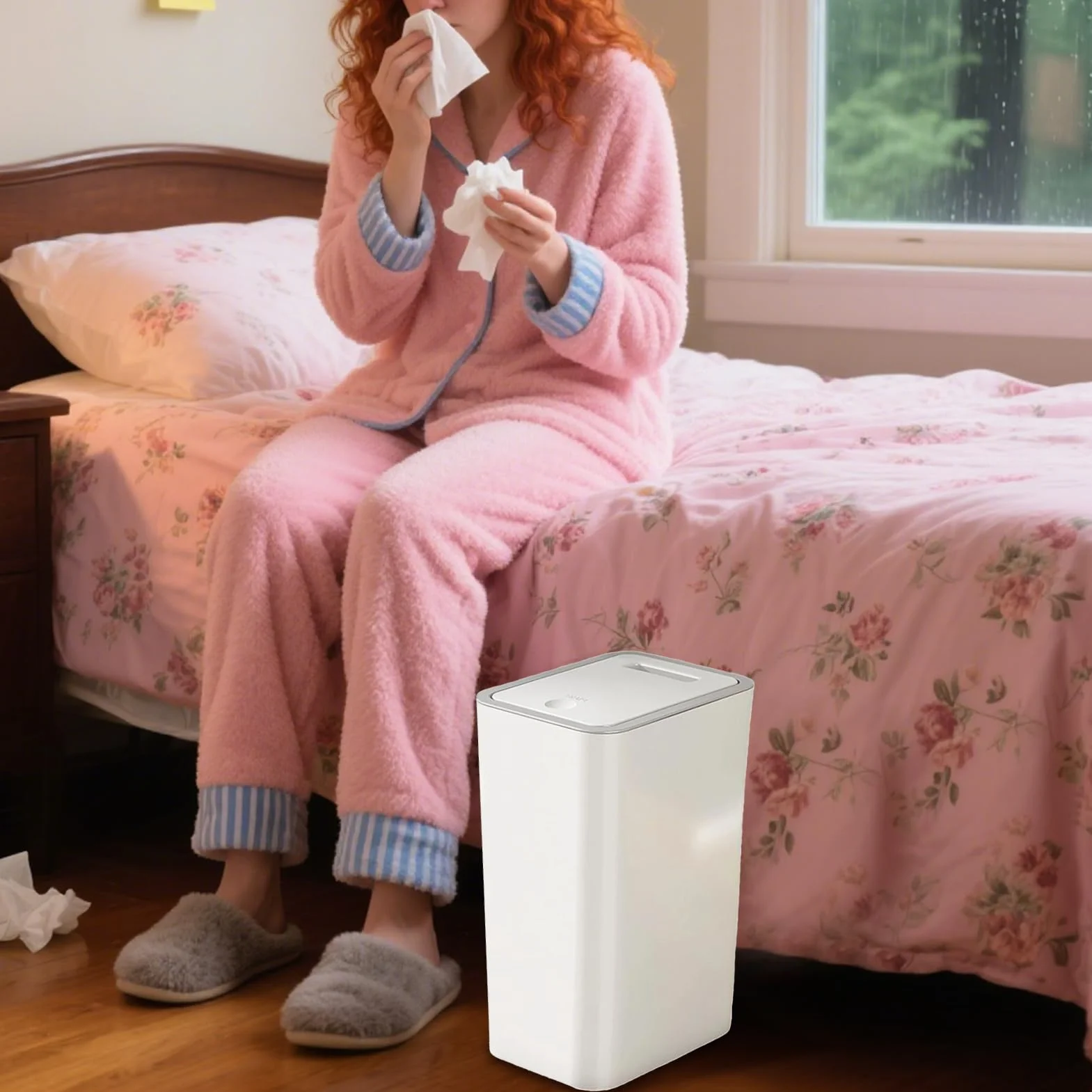 Poubelle avec couvercle 10 L - Poubelle compacte pour salle de bain, chambre