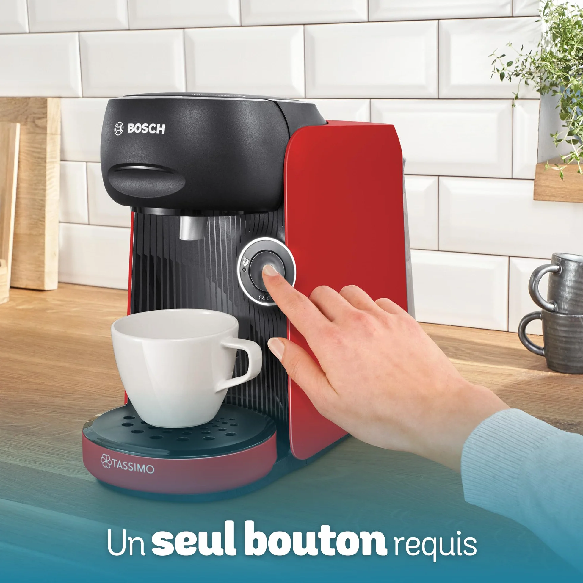 Bosch Tassimo Finesse TAS163E Machine à café multi-boissons, 70 boissons chaudes, IntensityBoost, cafétière à dosettes, rouge