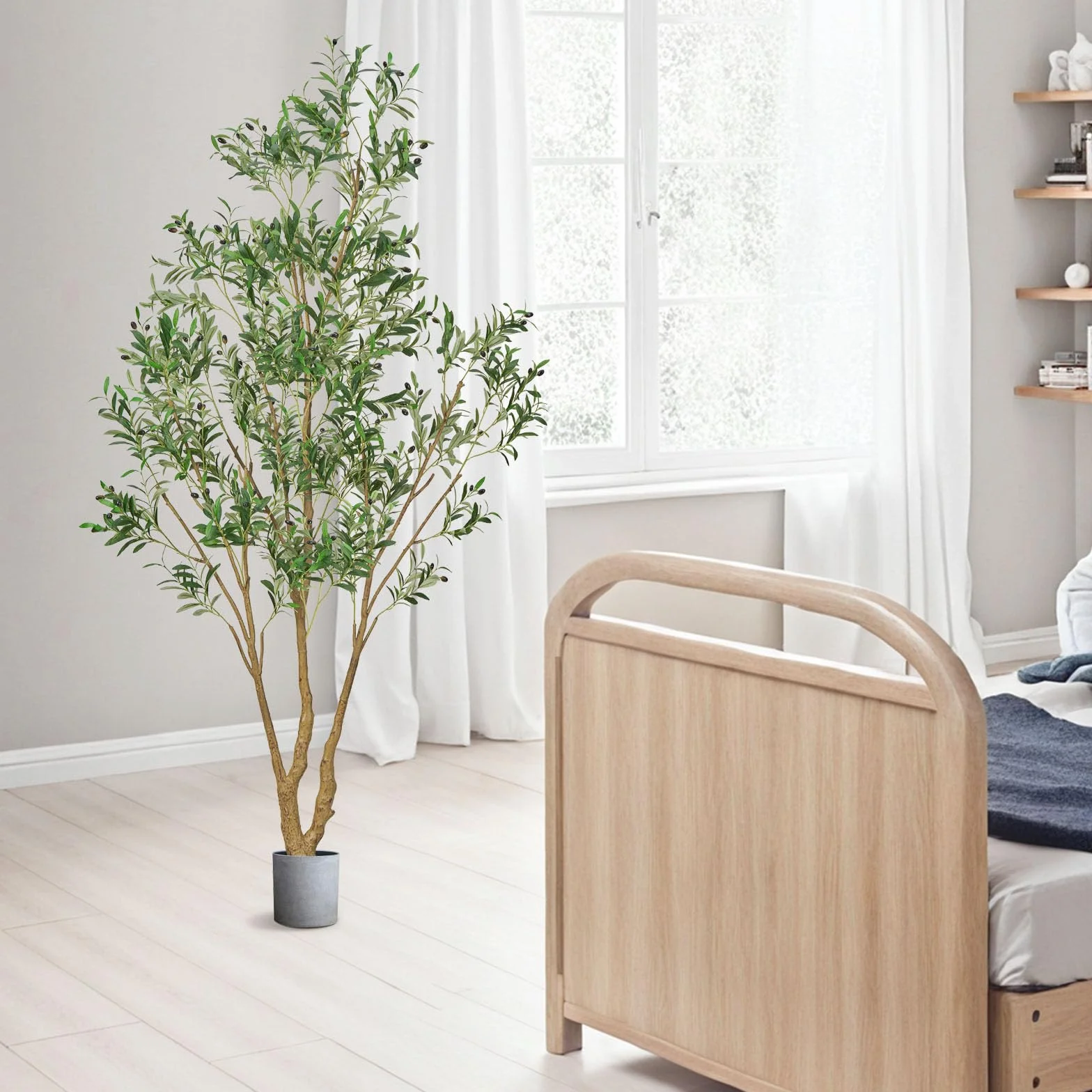 VEVOR Arbre Artificiel 2,4 m Olivier avec Pot Noir Faux Arbre Décoration Intérieur