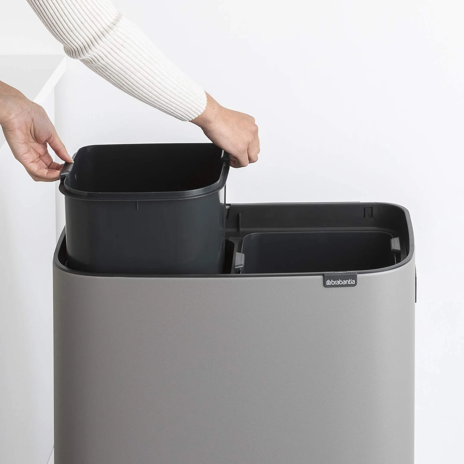 Brabantia Poubelle Bo Touch Bin Hi 2x30L Mineral Concrete Grey