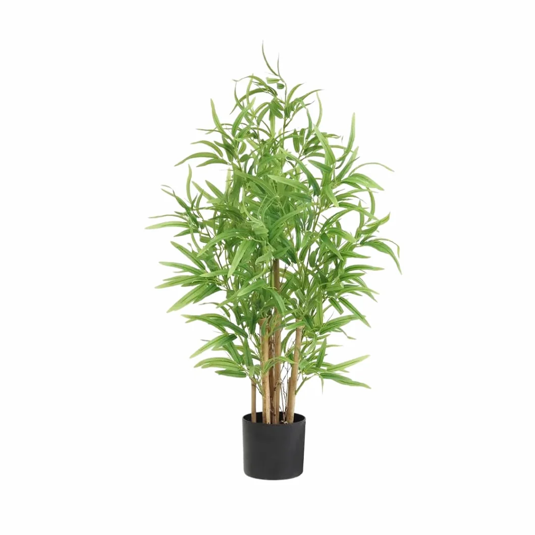 Bambou Artificiel 90cm Plante Artificielle Pot Plastique Noir Interieur Decoration Maison