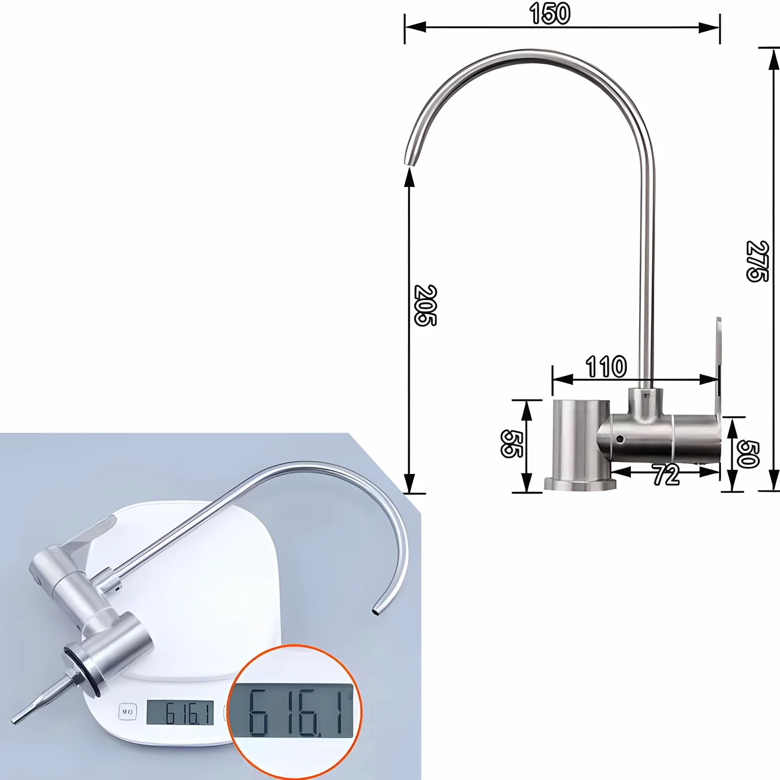 Robinet Osmoseur Eau Froide Rabattable 1 Voie Pour Système Filtration Eau