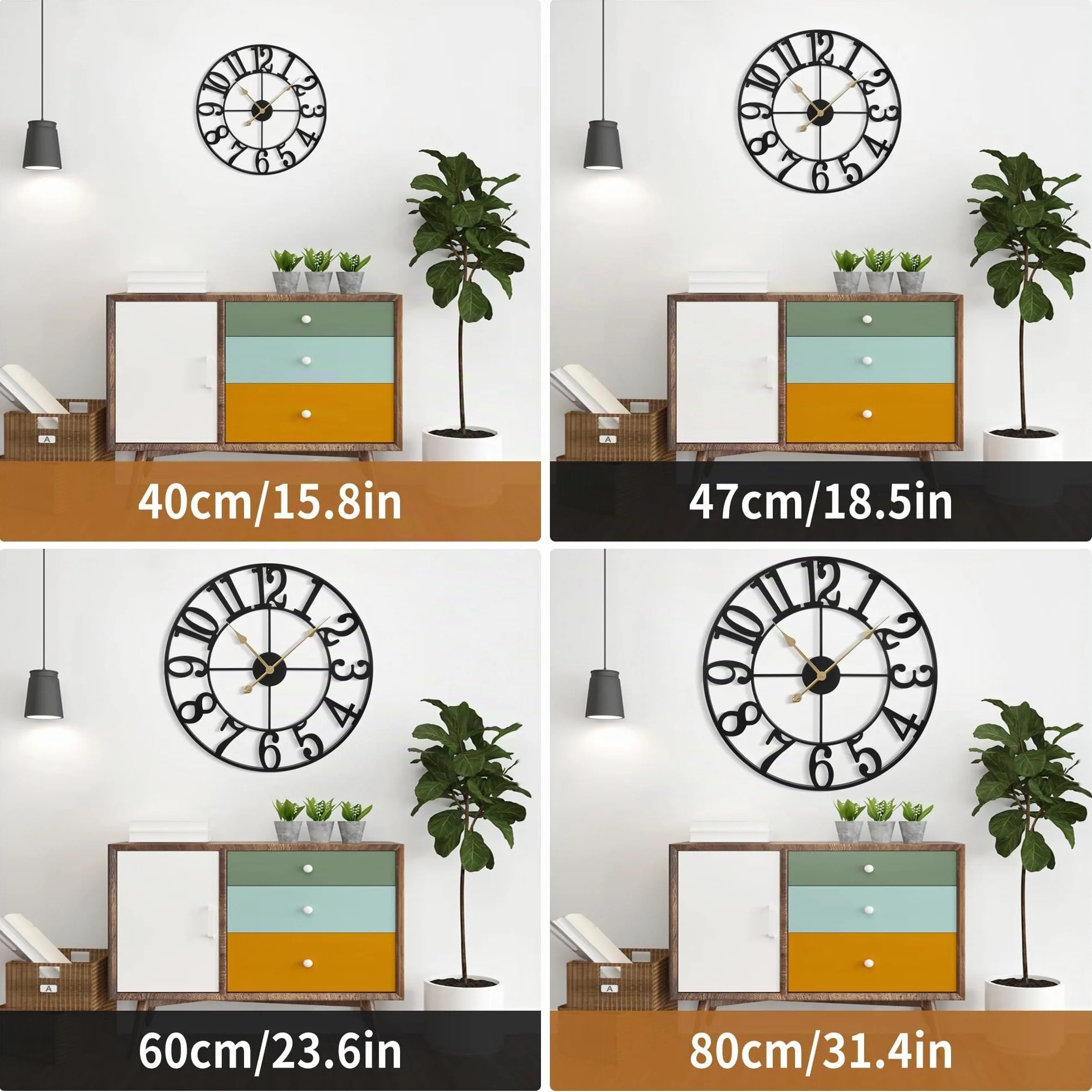Horloge Murale Design Moderne Silencieuse Grande XXL 40-100 cm Salon Cuisine Bureau