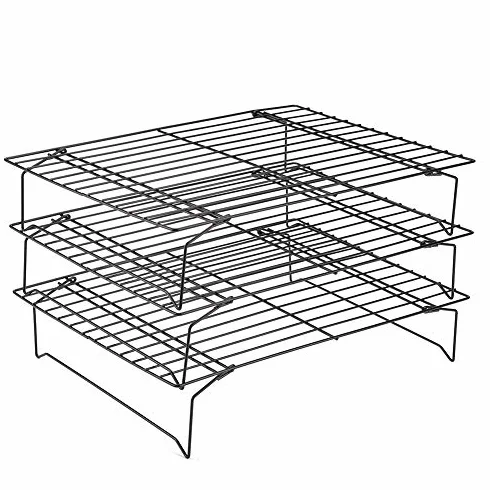 Grilles de Refroidissement 3 Étages, Plateaux Empilables Acier au Carbone 34 x 24,5 x 19,5 cm