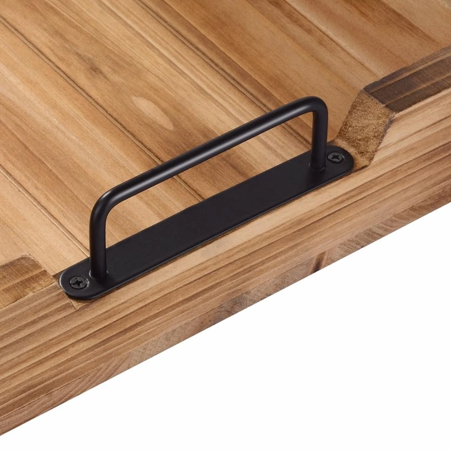 Plateau à petit déjeuner rustique en bois avec support pour verre à vin – Plateau de service pour thé, café et collations au lit – Idéal pour la décoration de la maison (motif 1)