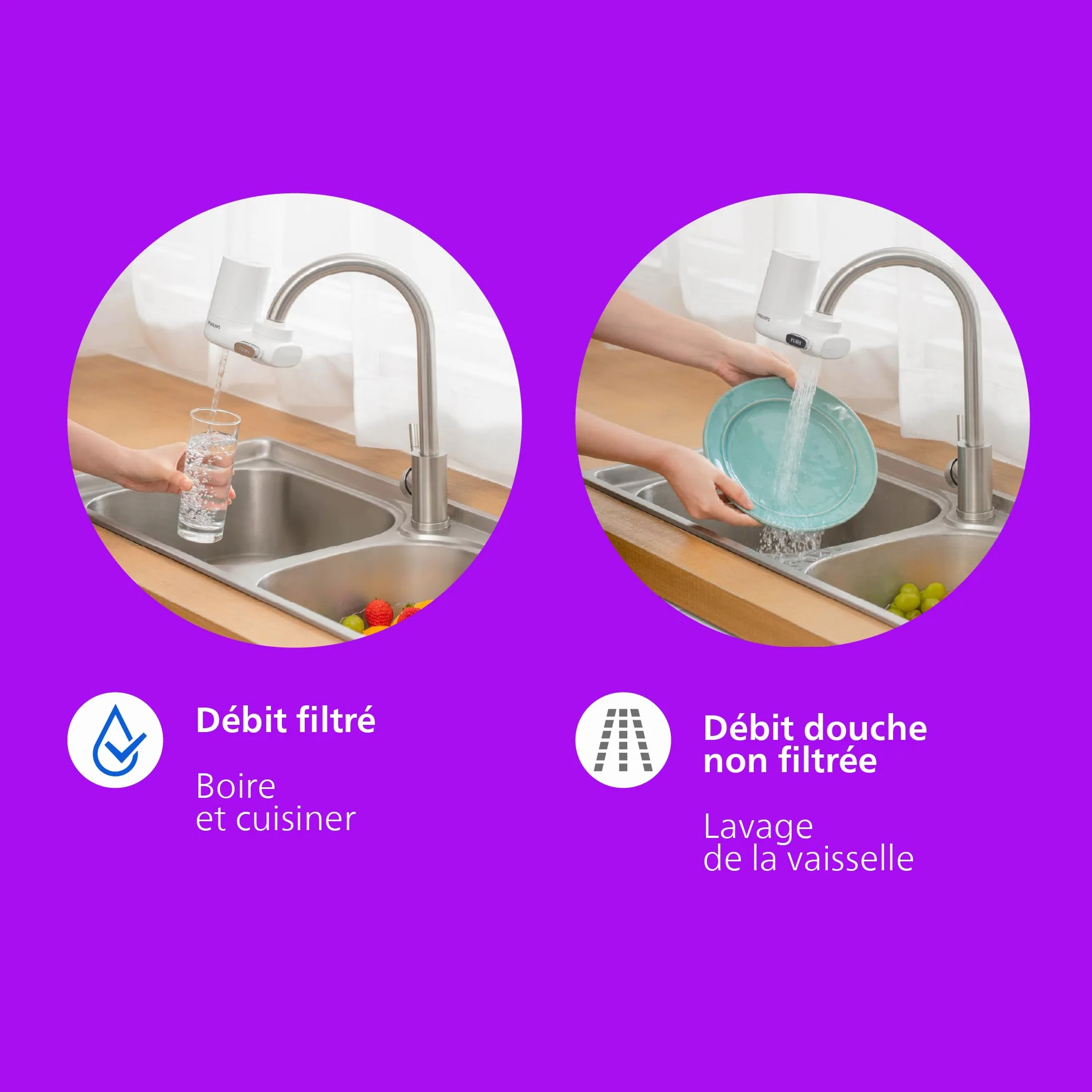 Philips AWP3703/10 Filtre à Eau sur Robinet Ontap Microfiltration 1000L