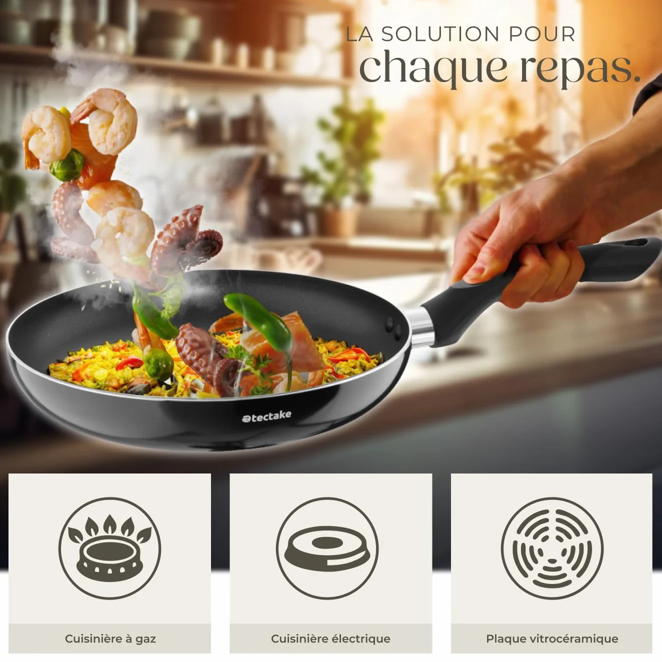 Tectake Set de casseroles et poêles Aluminium inox anti-adhésif 15 pcs gaz vitrocéramique