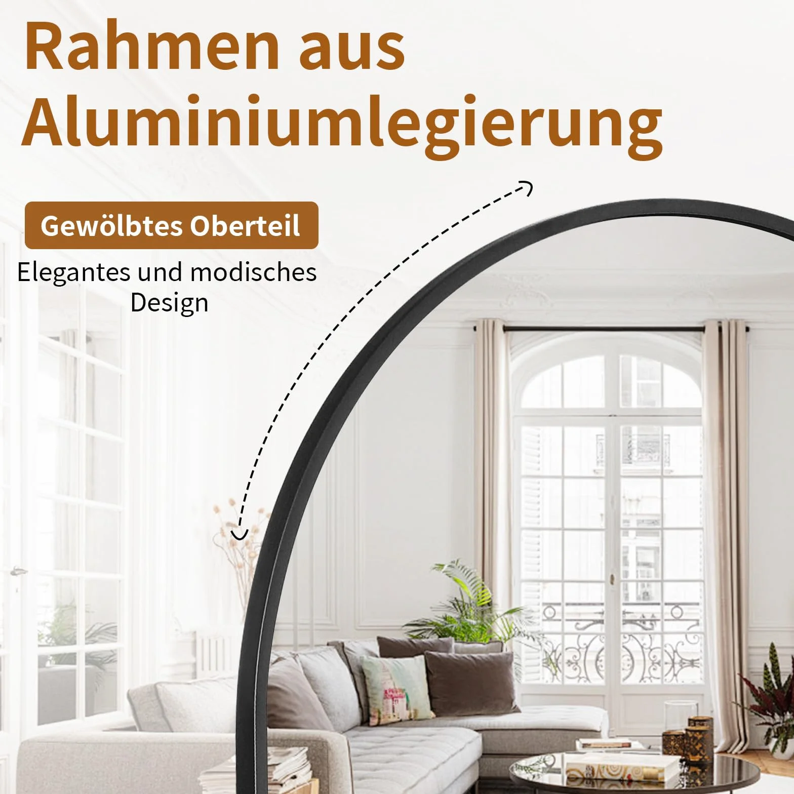 Miroir Pleine Longueur Bombé sur Pied 76 x 171 cm Noir Koonmi