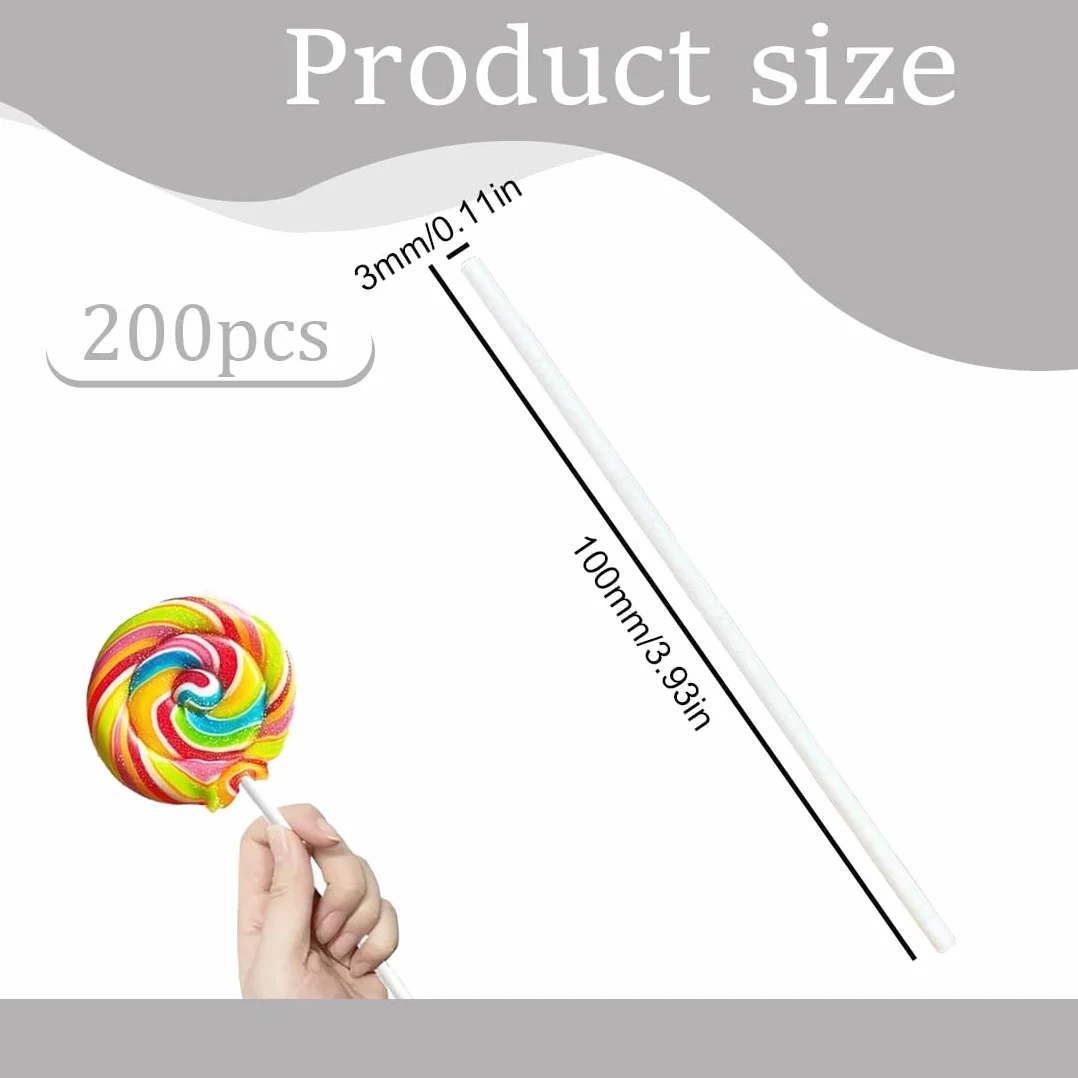 Bâtonnets Cake Pop en papier solide 10 cm blanc, support pour sucettes, chocolat, bonbons