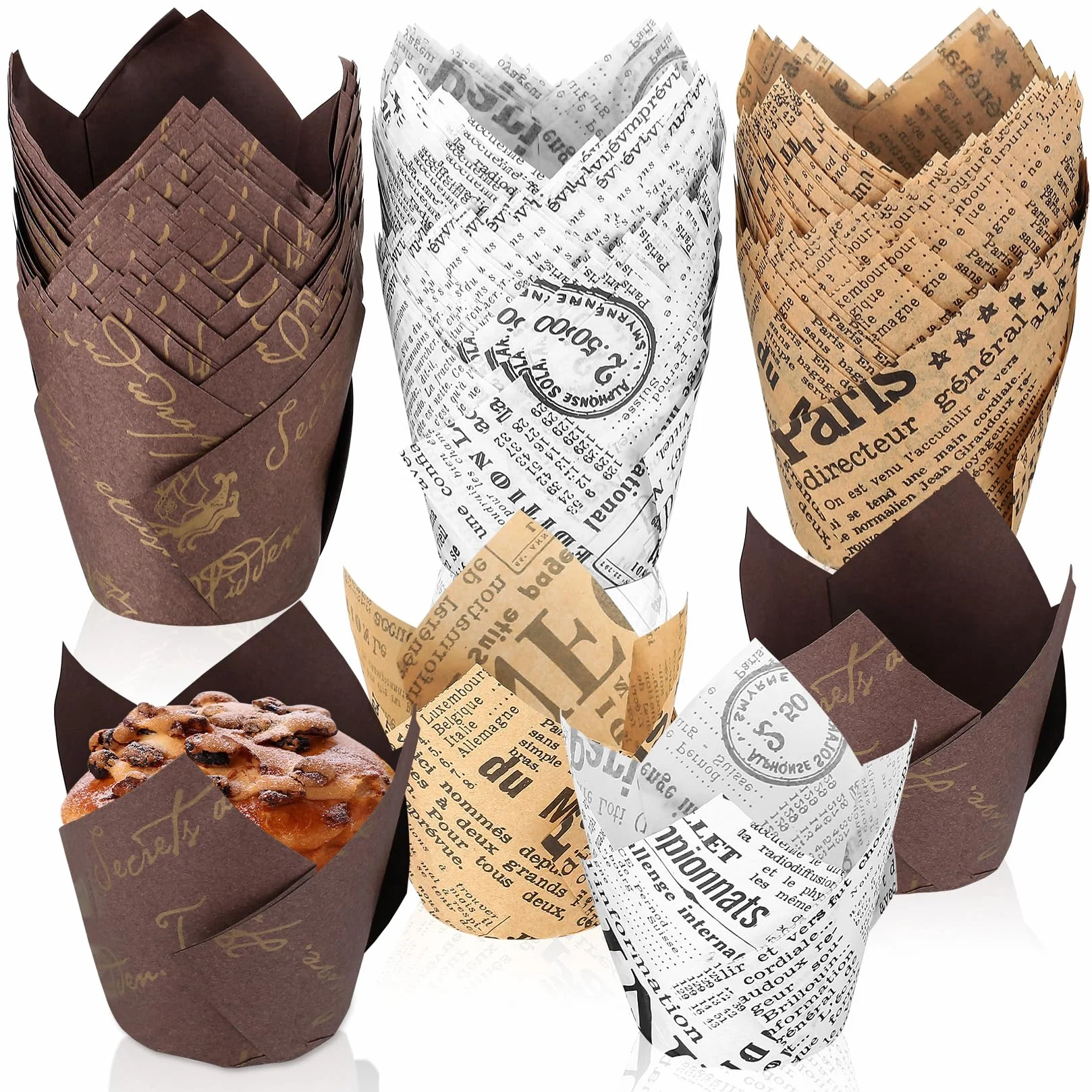 MYHongLe 150 caissettes en papier tulipe pour muffins cupcakes mariage anniversaire fête