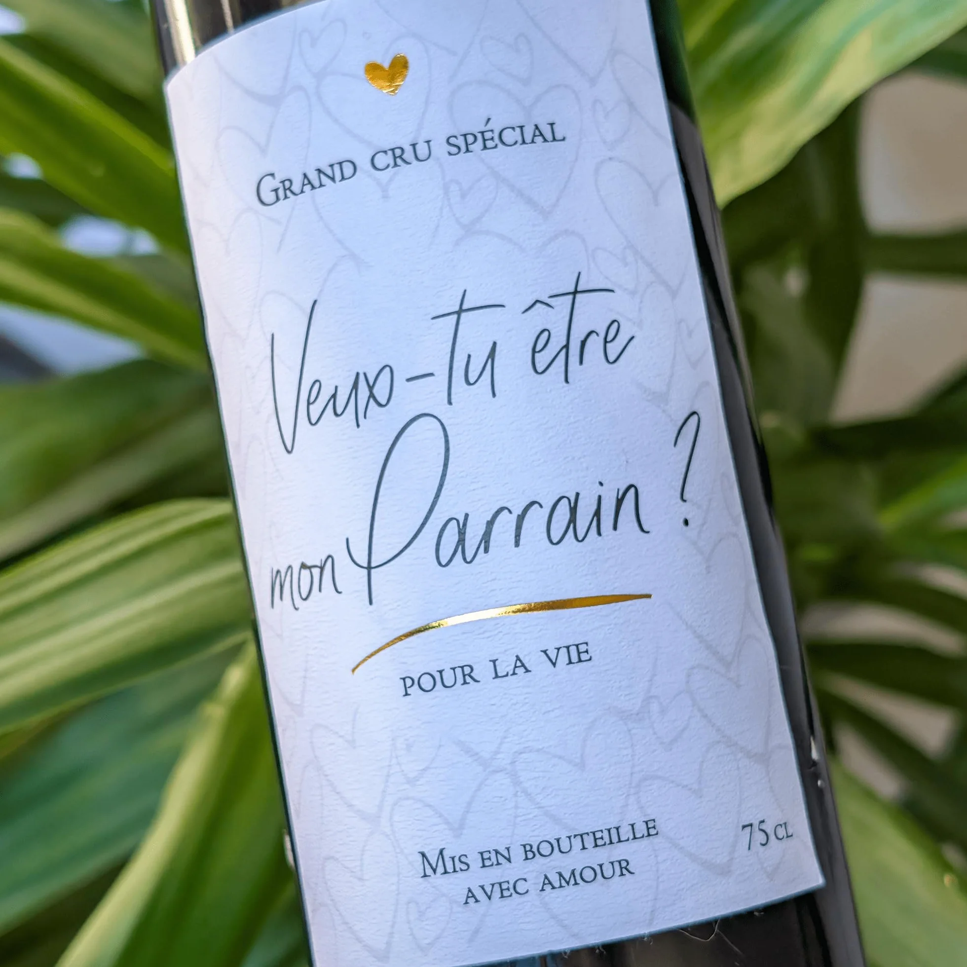 FunFest Etiquette Bouteille de Vin Demande Parrain Style Grande Cuvée