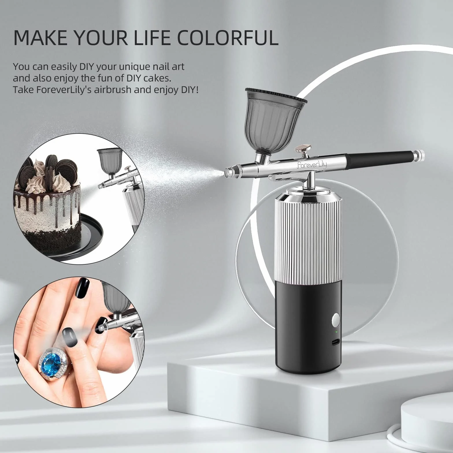Kit aérographe sans Fil Rechargeable Portable avec compresseur pour Peinture Maquillage
