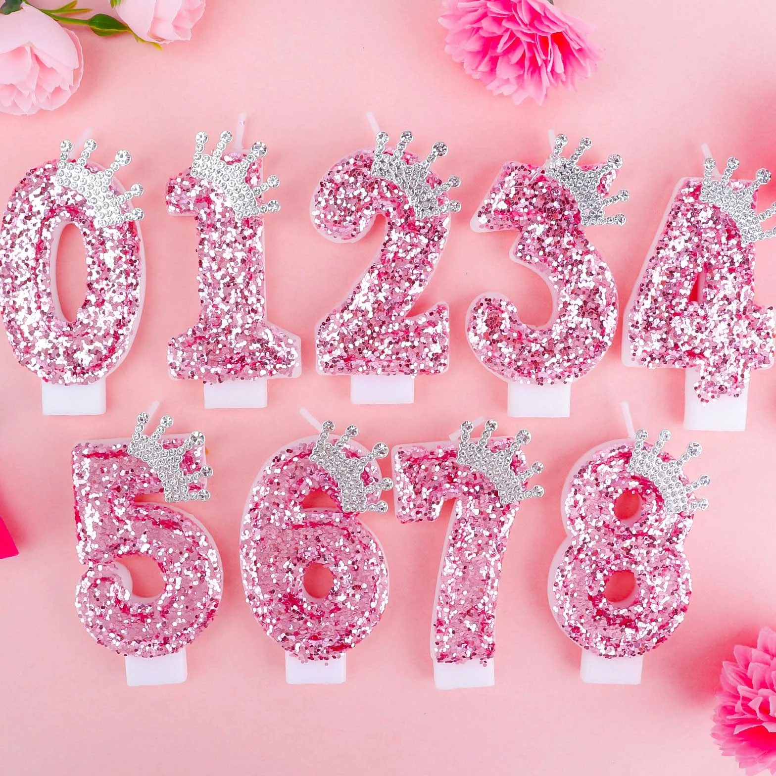 Bougies d'anniversaire 40 ans couronne rose numéro 40 pour filles femmes
