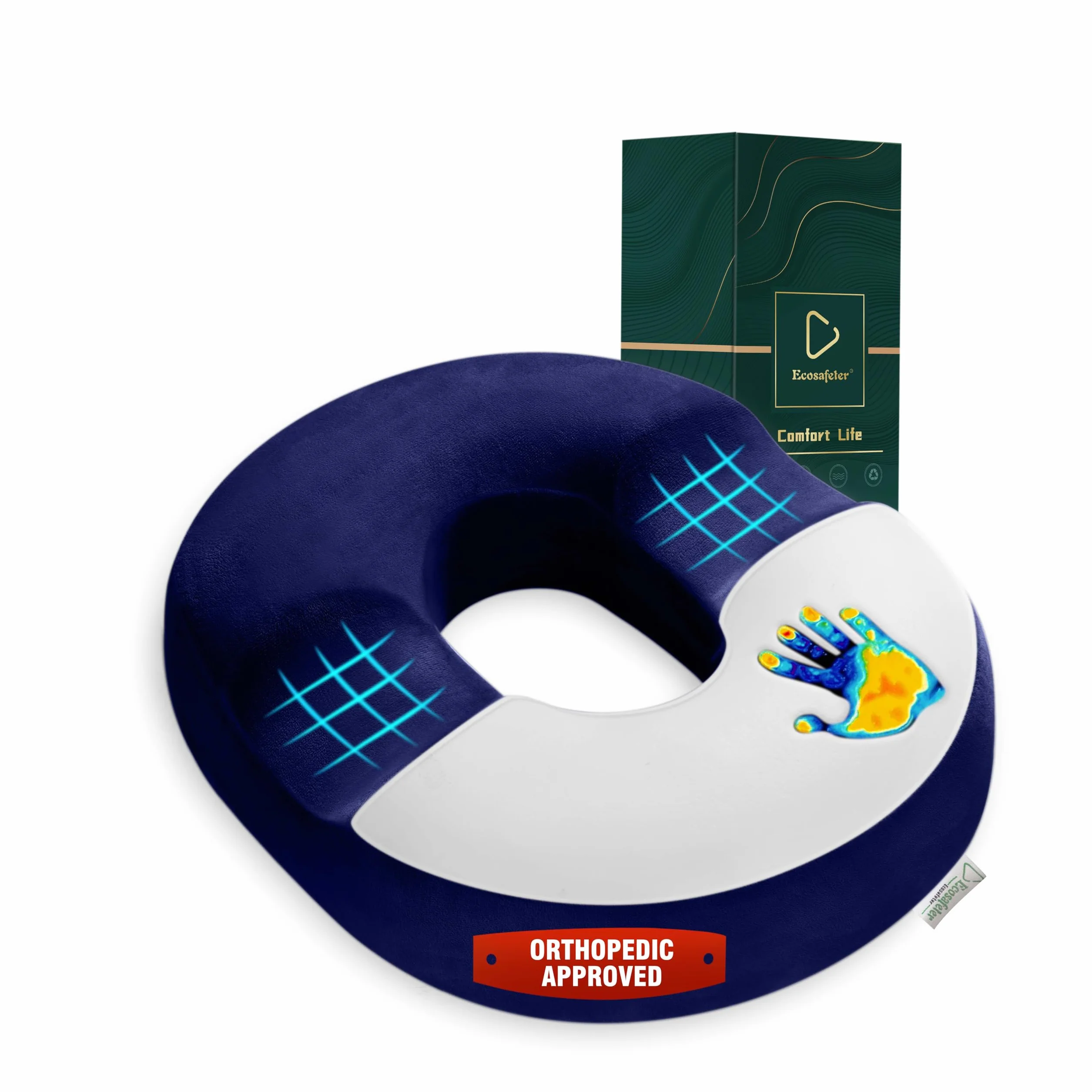 Coussin Donut Ergonomique en Mousse à Mémoire de Forme pour Soutien du Coccyx, Housse Lavable