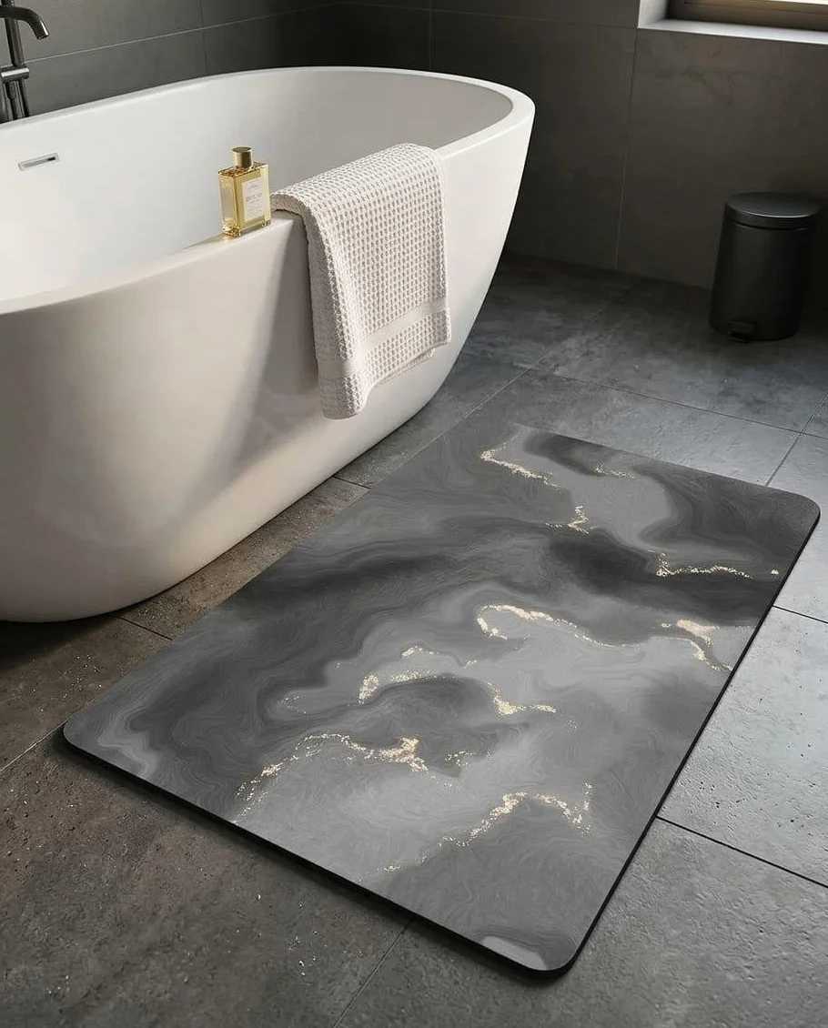 Tapis de Bain en Pierre de Diatomée Super Absorbant et Antidérapant