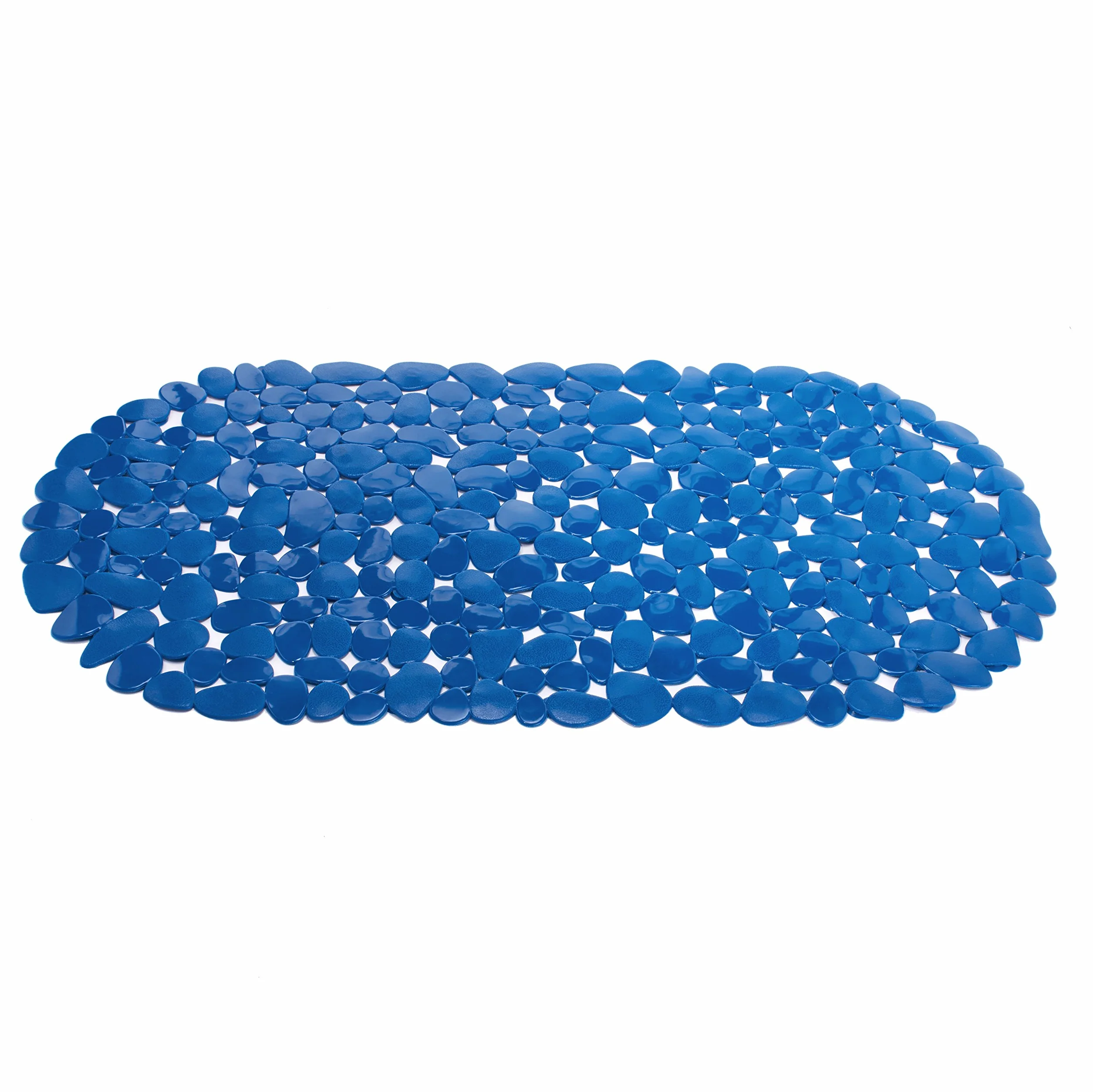Tapis Fond de Baignoire PVC Galets 68 x 35 cm Bleu Foncé Antidérapant