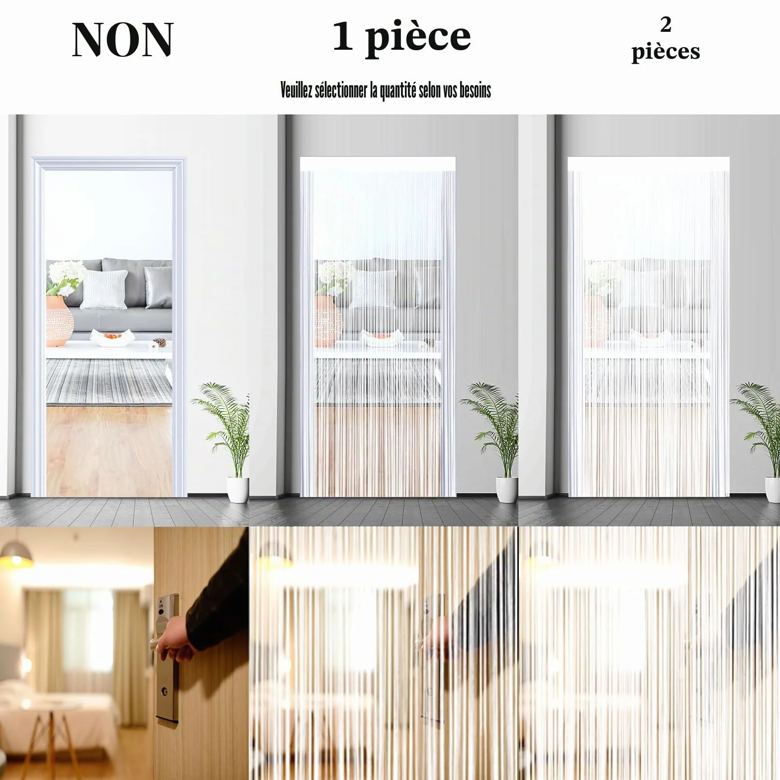 Rideau Anti Mouches Porte Extérieur 90 x 245 cm Blanc Moustiquaire Fenêtre