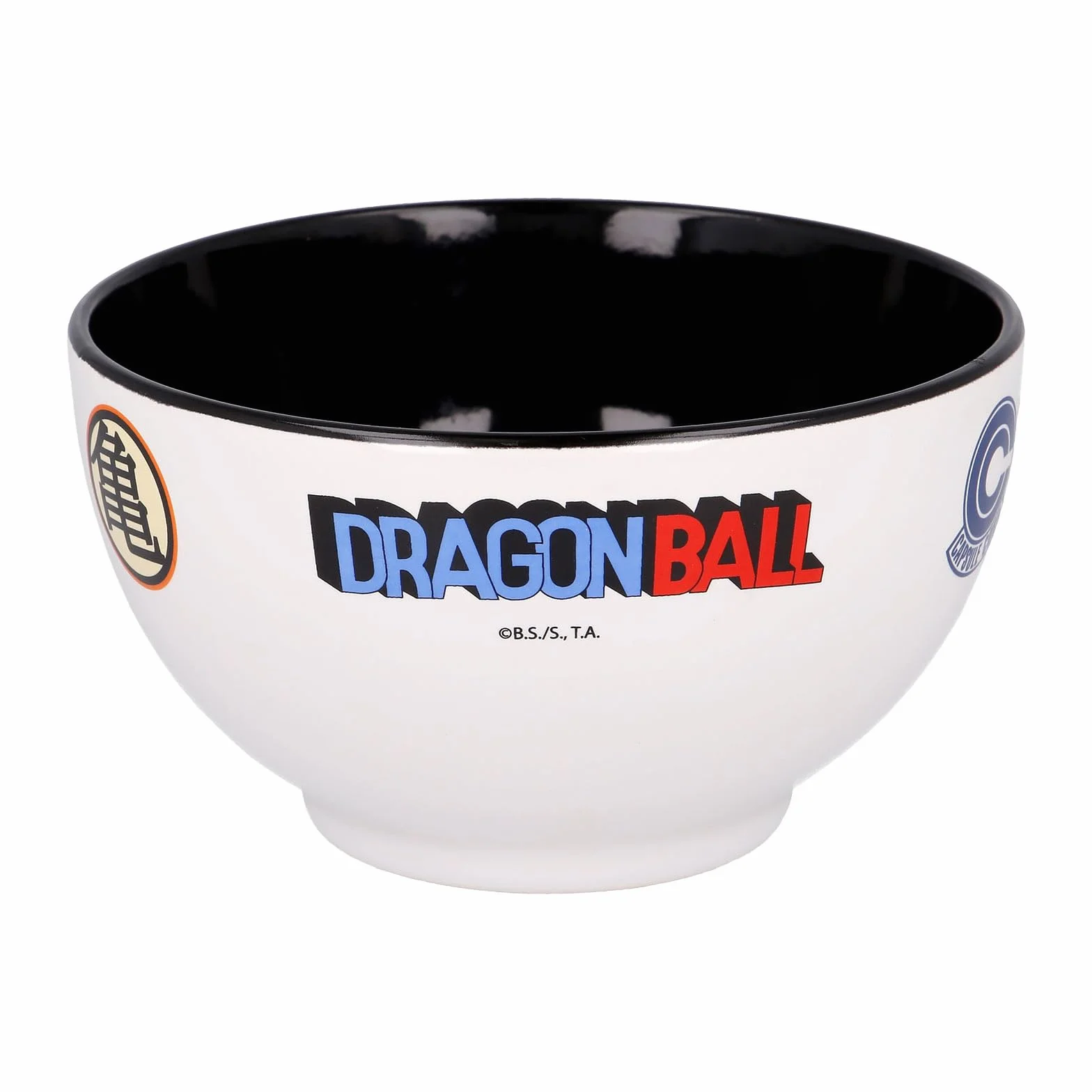 Elbenwald Dragon Ball Bol à céréales Kame Kanji Capsule Corp 600 ml 13 cm Céramique Blanc Noir