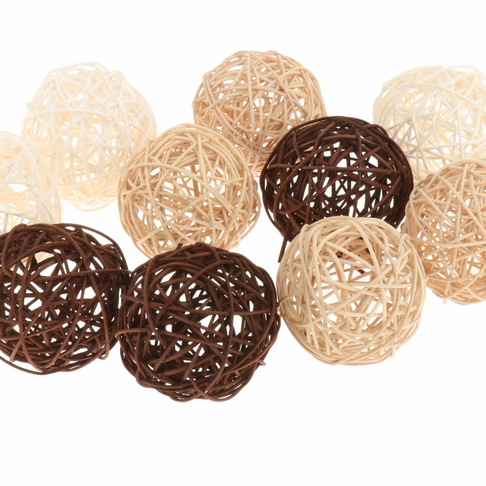 Boules décoratives en rotin Naturel Lot de 10 pièces 3 cm Remplissage pour Vase décoration intérieure