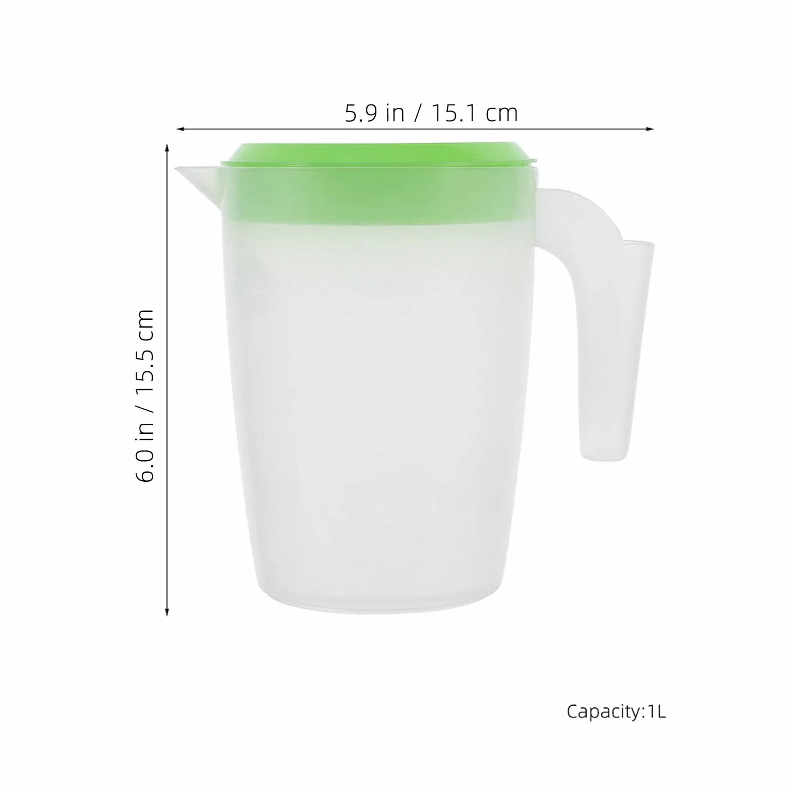 Pichet Plastique 1l avec Couvercle, Récipient pour Boissons Froides, Lot de 2 Pièces
