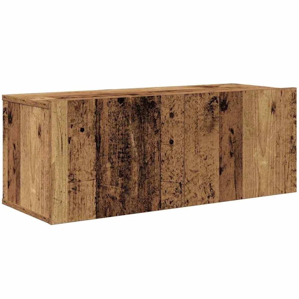 Ensemble meuble TV 8 pièces bois ancien en bois d'ingénierie avec étagères murales, portes, tiroirs, rangement multifonction pour salon séjour chambre, support console audio vidéo suspendu