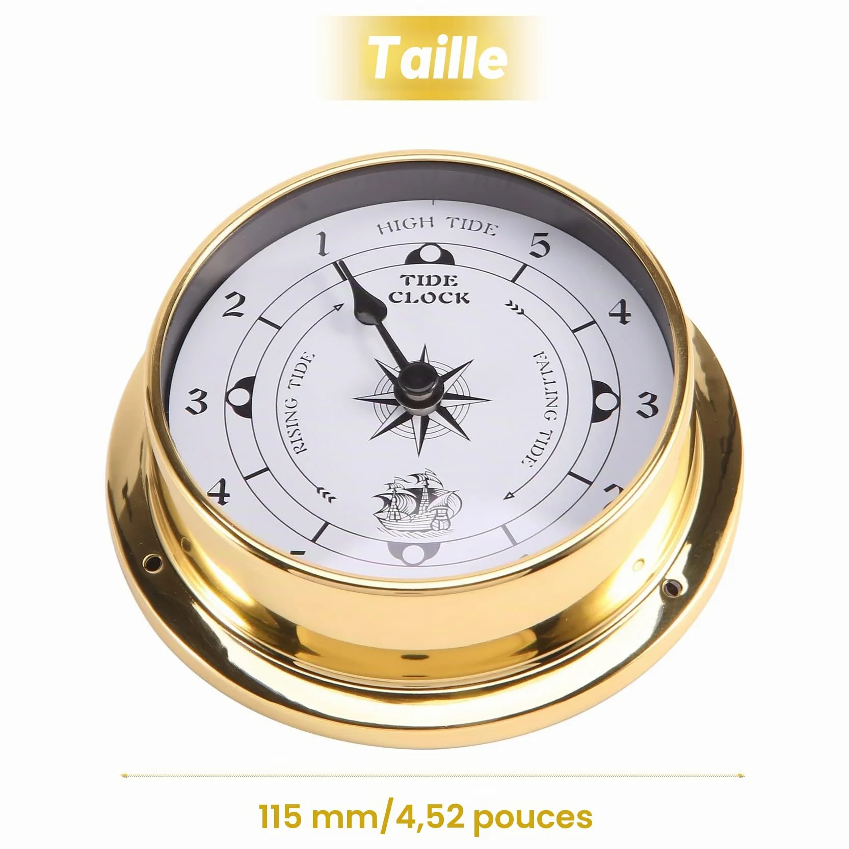 Horloge des marées en cuivre marine 115 mm décoration murale bateau