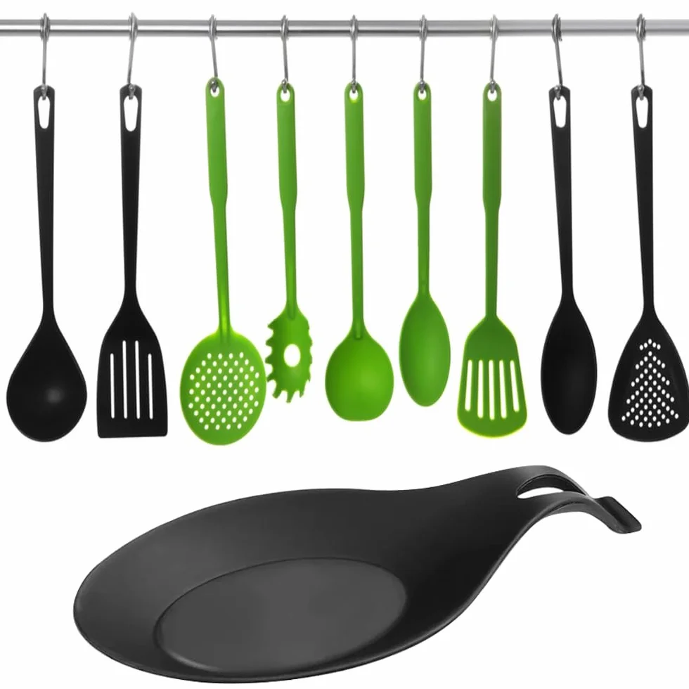 Repose cuillère en Silicone Multifonction Cuisine Noir