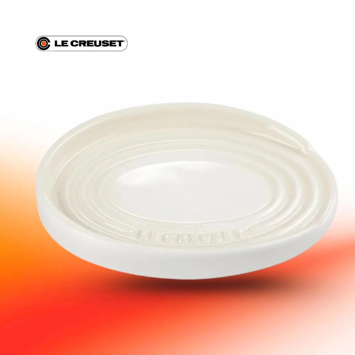 Le Creuset Repose-cuillère oval en céramique Meringue