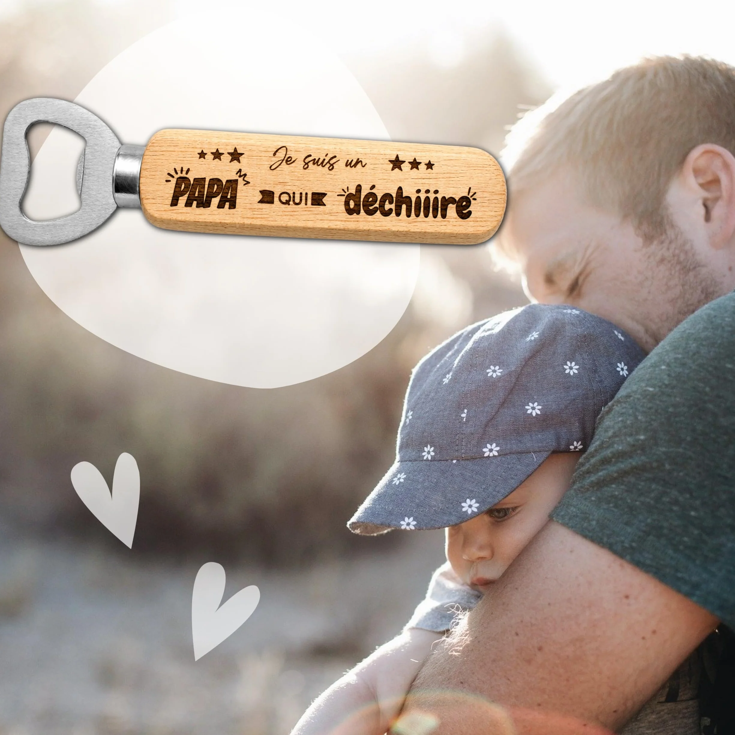 Décapsuleur Papa je t'aime cadeau fête des pères personnalisable