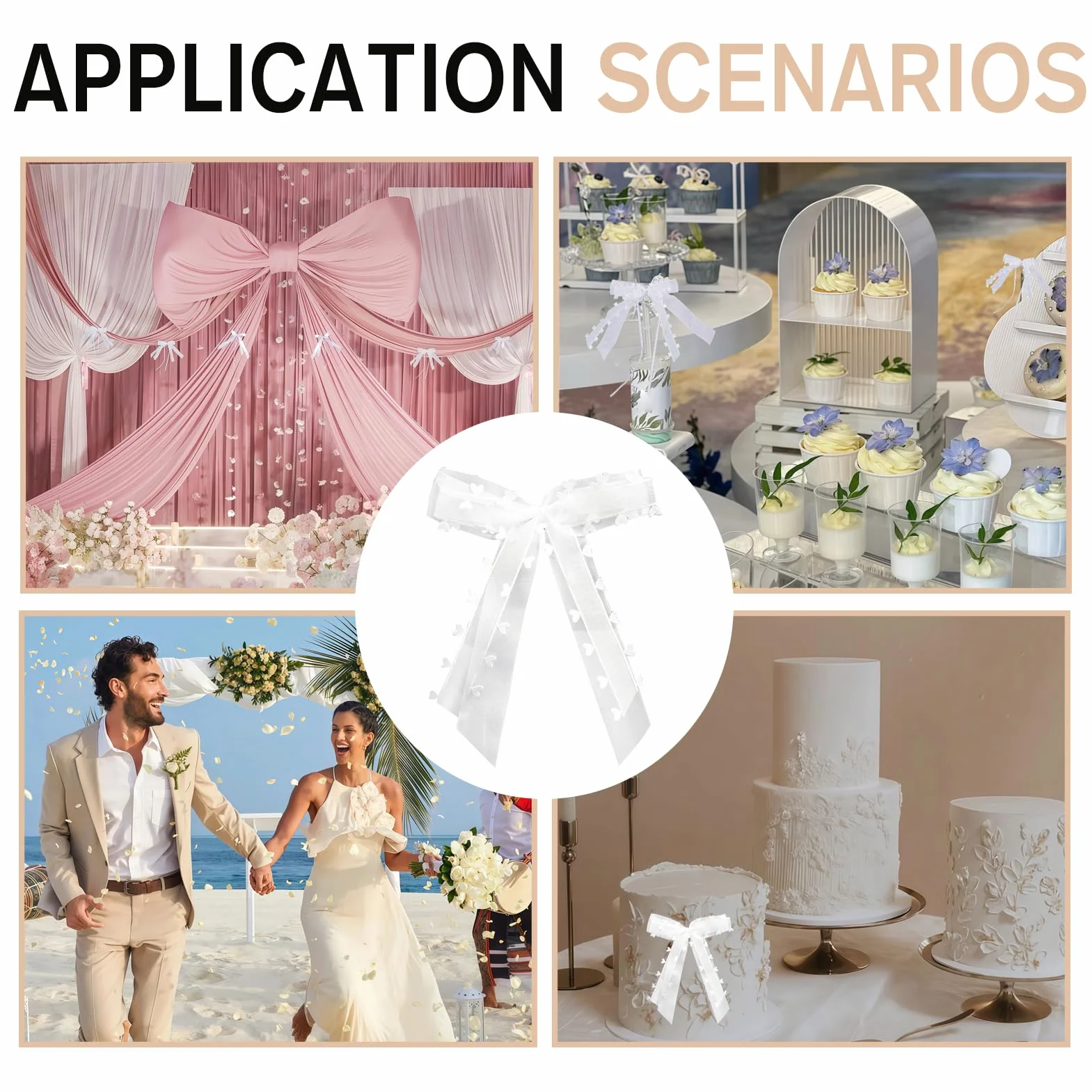 Noeud Voiture Mariage 10 Pièces Ruban Cœur Décoration Capot Portière Rétroviseur