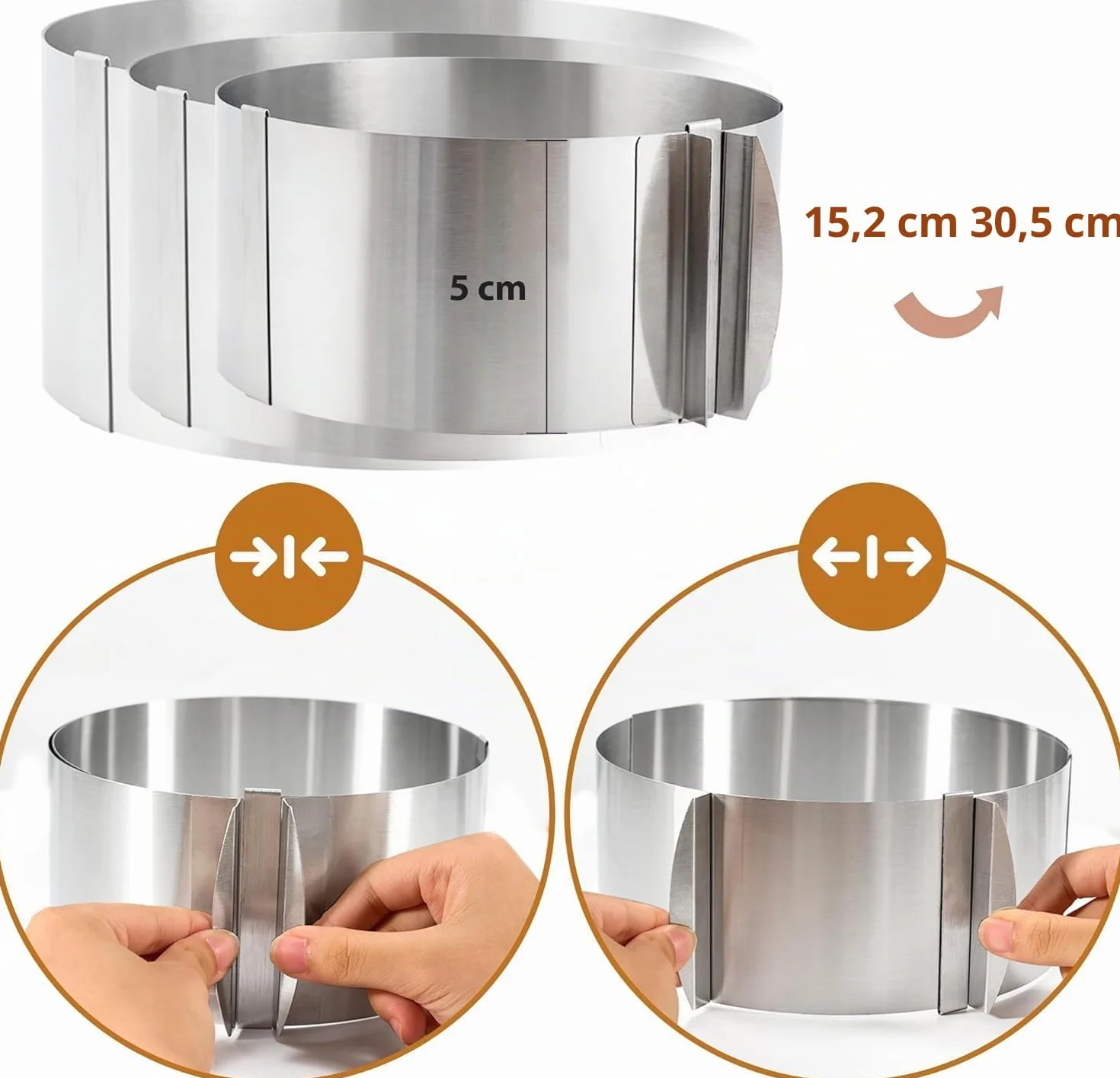 Cercle à Gâteau Réglable 6-12 Pouces, Acier Inoxydable Moule pour Cuisson