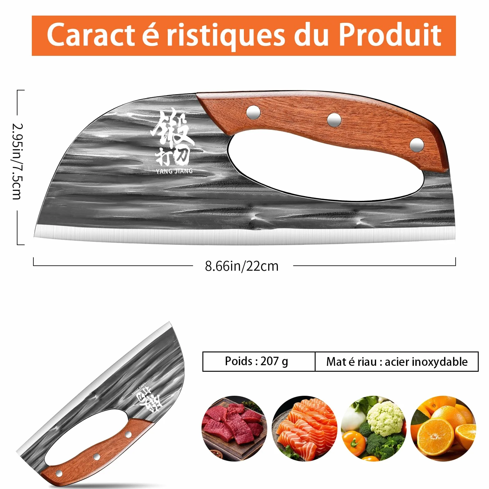Couteau Chinois Cuisine de Chef Couteau Hachoir Viande Legume