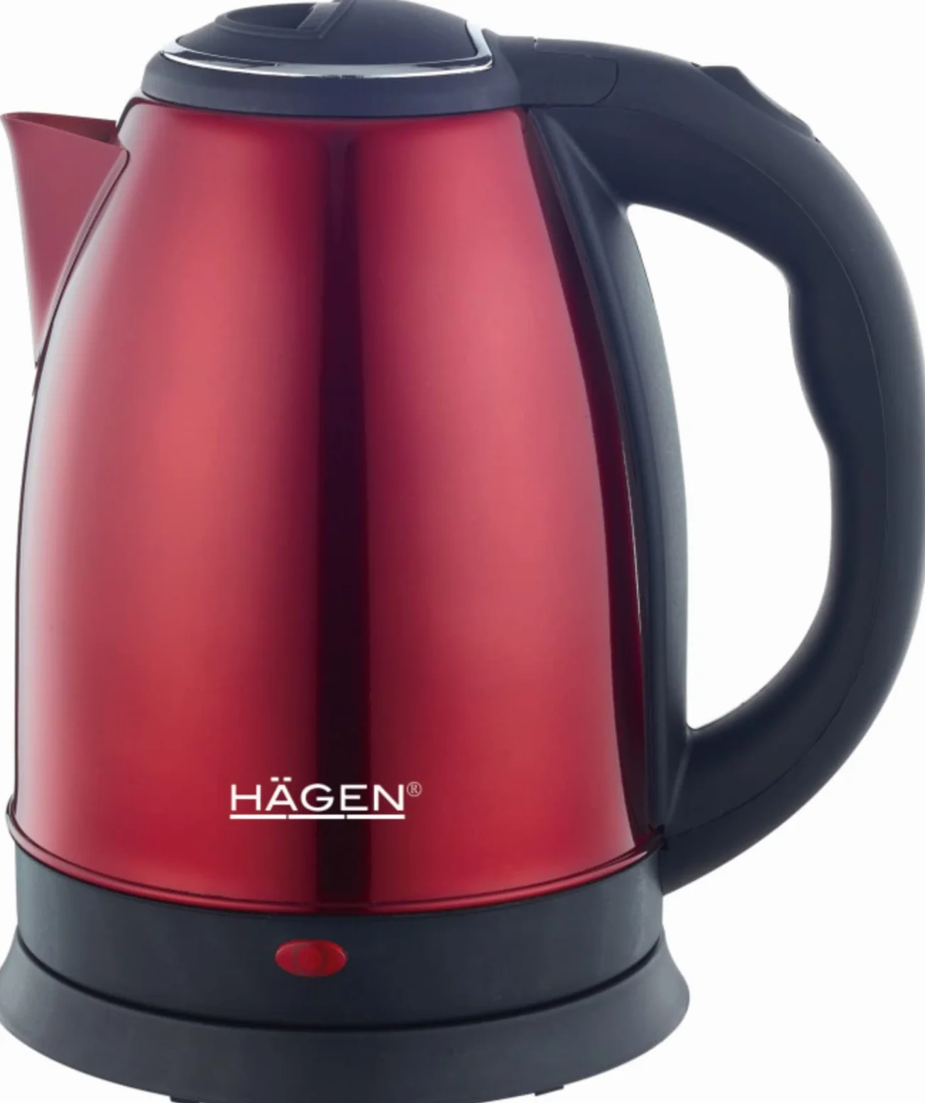 Hagen Bouilloire Electrique Inox 1,8L 1500W 360° Rouge